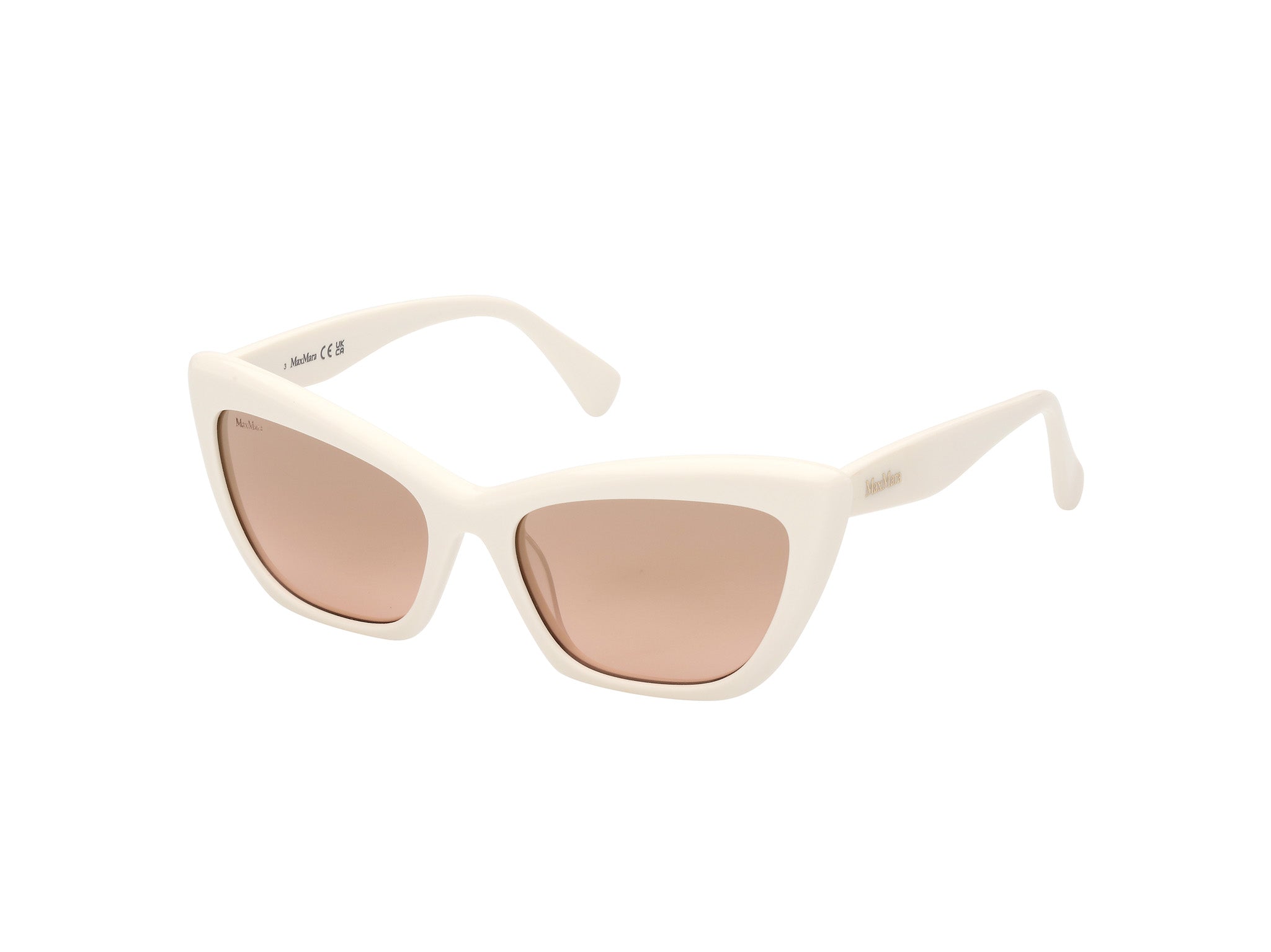 0889214413307 - Damen MM0063 LOGO14 21G Gläser SONNENBRILLEN Acetat Weiß Braun Cat Eye Normal Spiegel