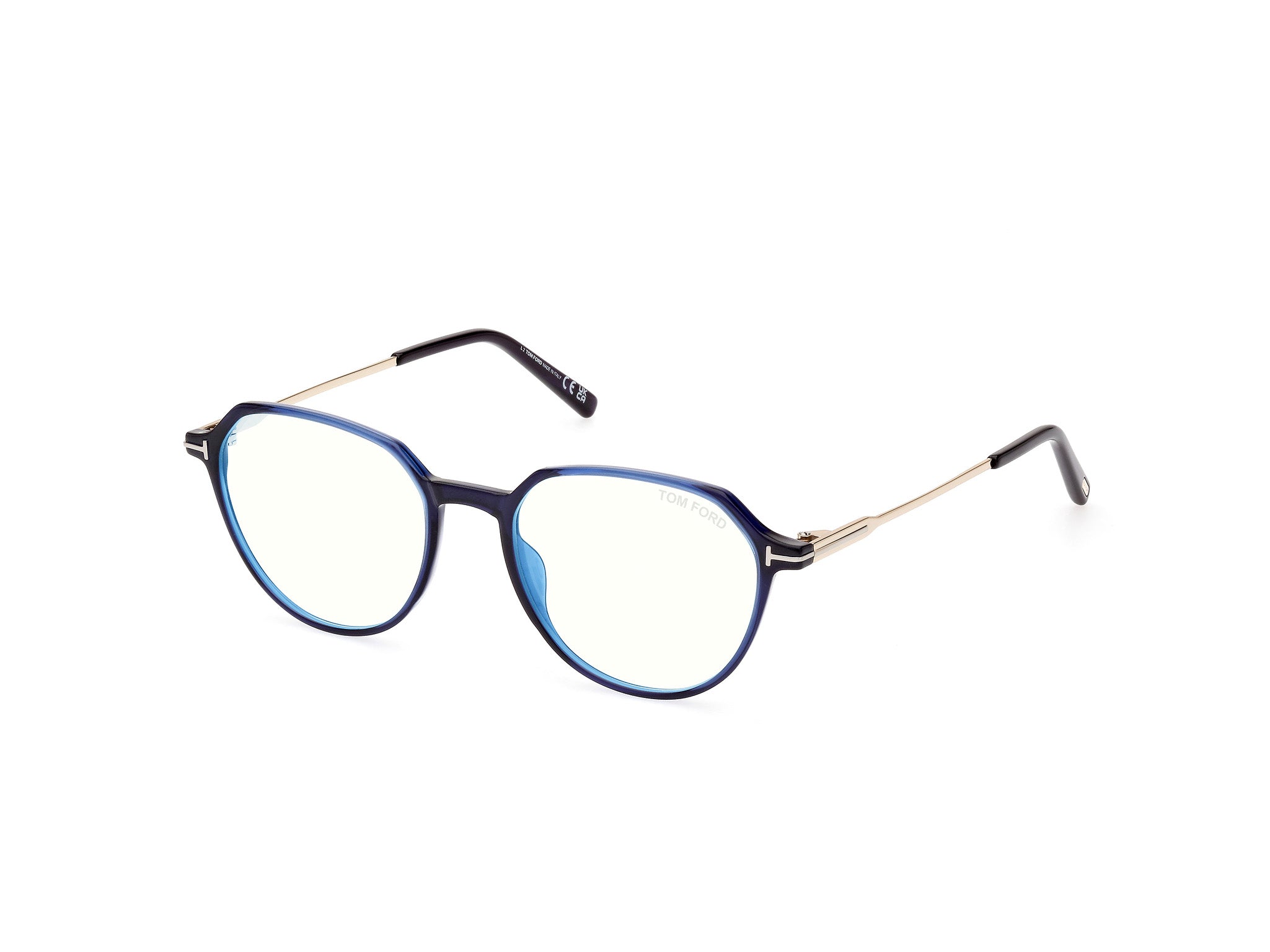 0889214415806 - TOM FORD Herren FT5875-B 90 Rahmen von BRILLEN Injiziert Blau  Rund Normal