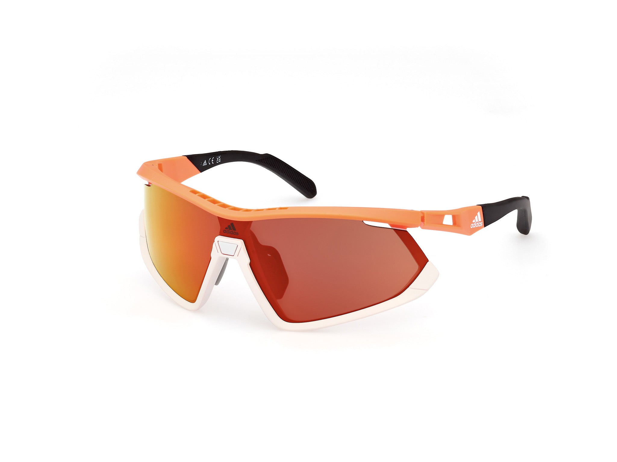 0889214417695 - Unisex SP0055 21L Gläser SONNENBRILLEN Plastik Weiß Orange Maske Normal Spiegel