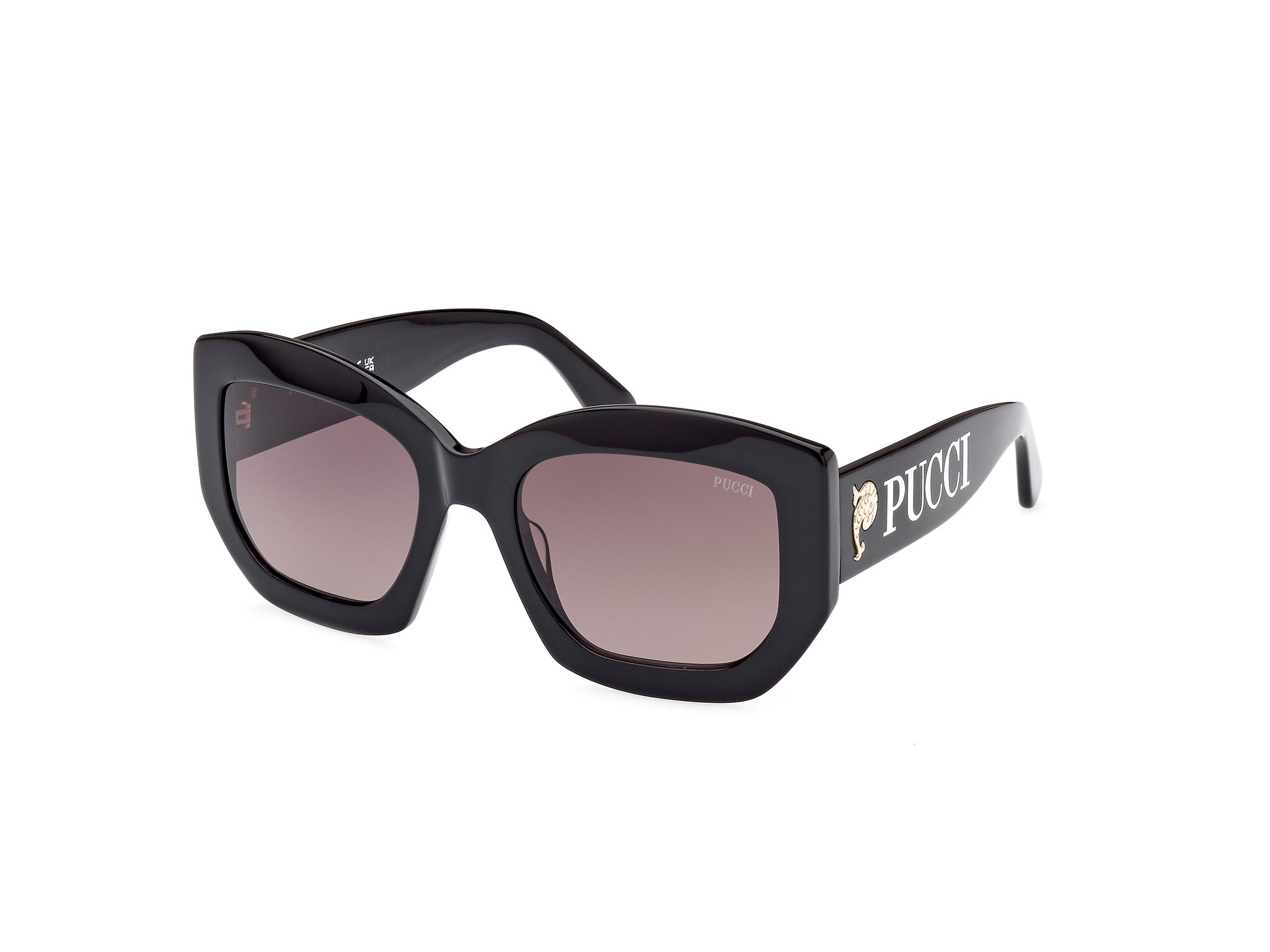 0889214418630 - Emilio Pucci Damen EP0211 01B Gläser SONNENBRILLEN Acetat Schwarz Grau Geometrisch Normal Schattiert