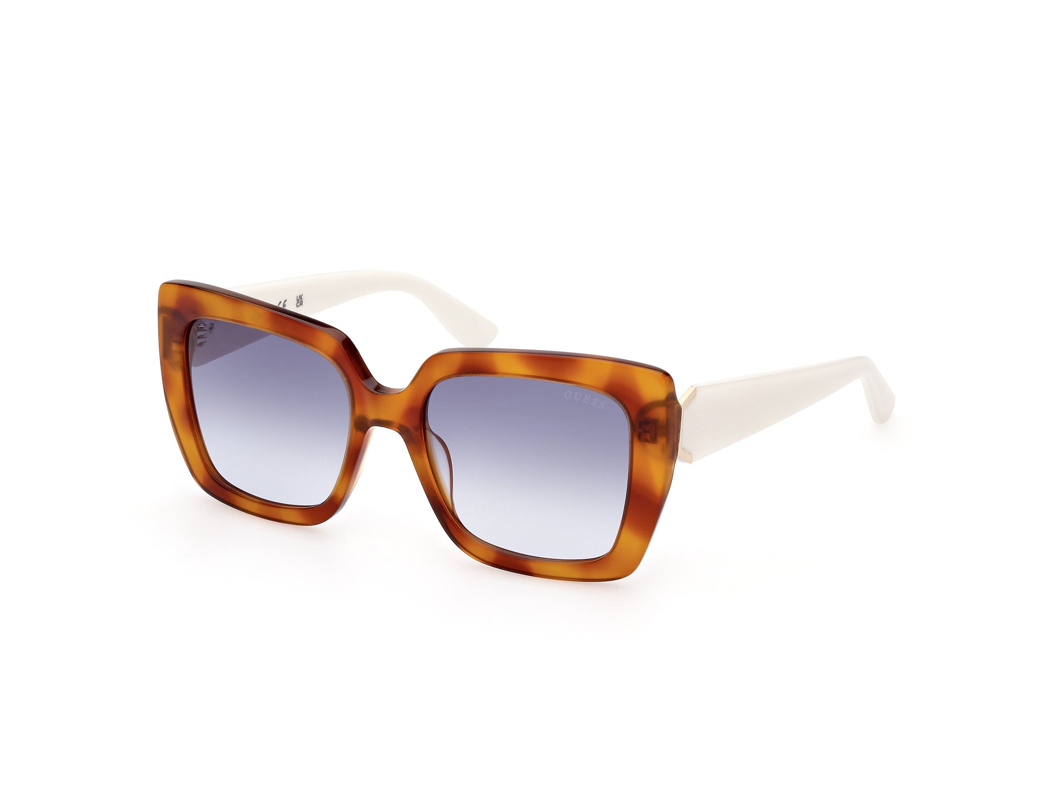 0889214425690 - Damen GU7889 53W Gläser SONNENBRILLEN Acetat Havanna Blau Quadratisch Normal Schattiert