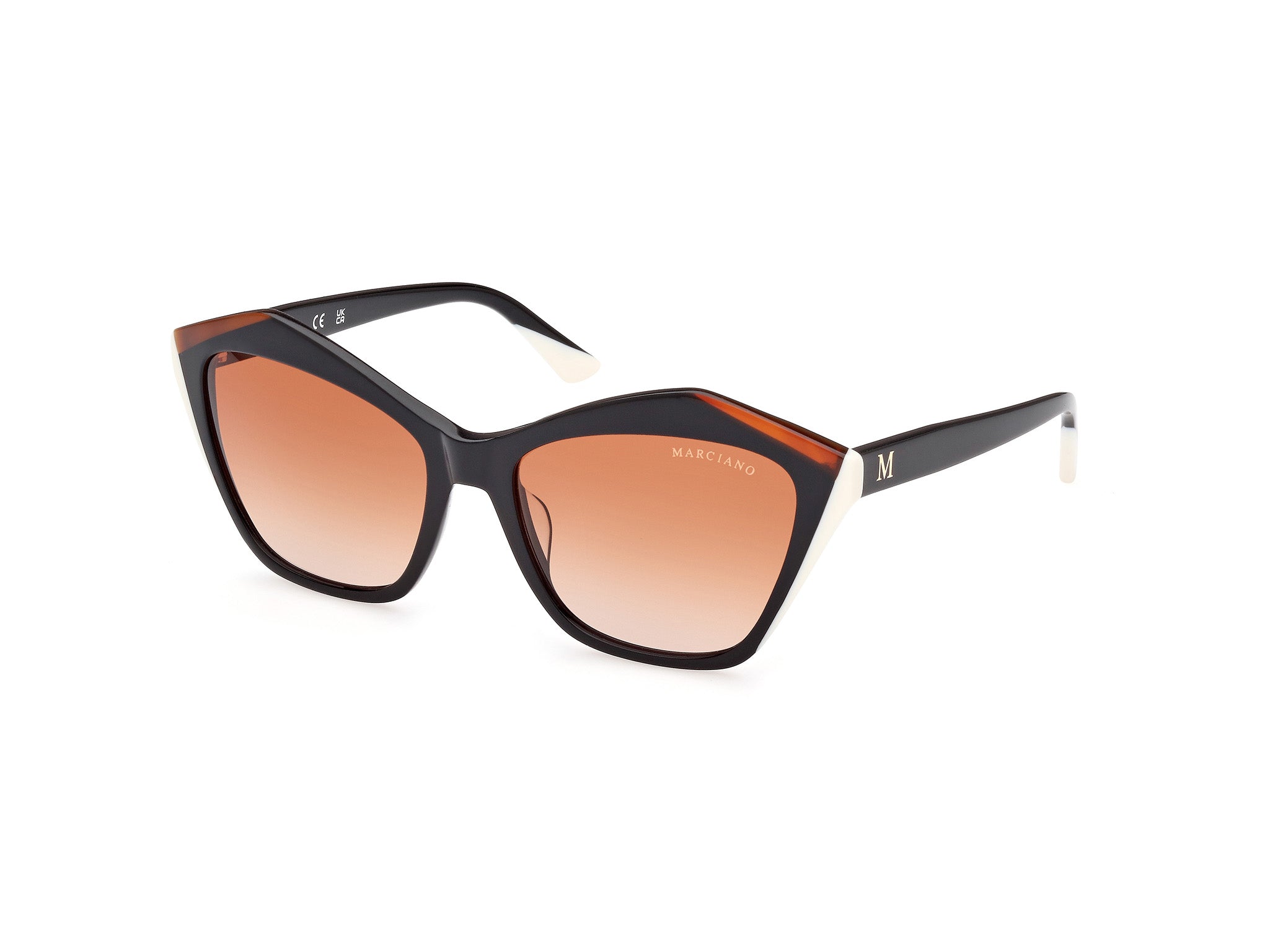 0889214428592 - Damen GM0832 05F Gläser SONNENBRILLEN Acetat Schwarz Braun Geometrisch Normal