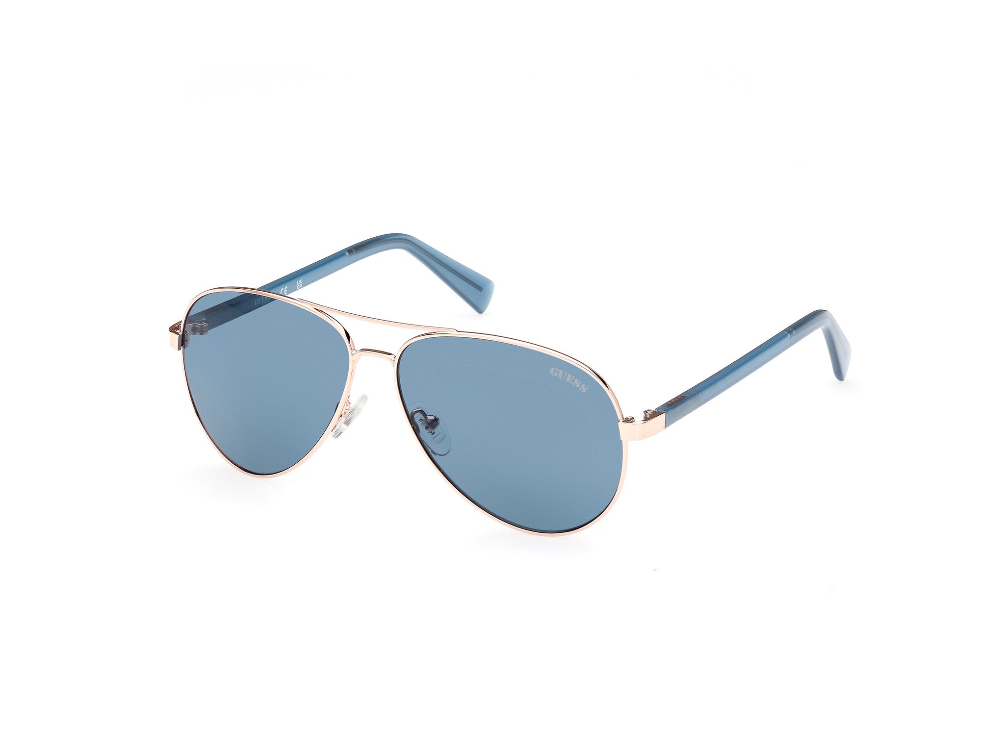 0889214440662 - Unisex GU8279 28V Gläser SONNENBRILLEN Metall Silber Blau Pilot Normal