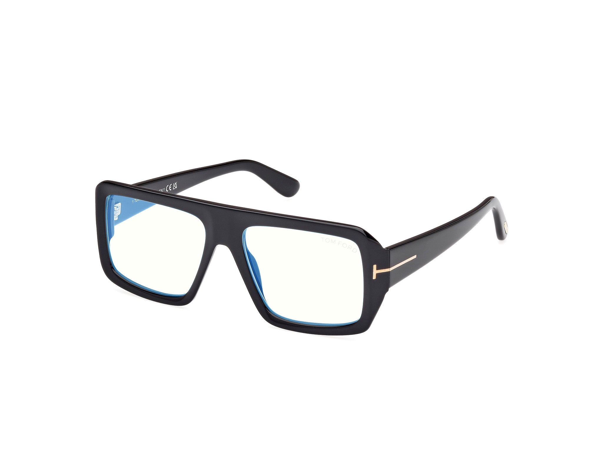 0889214443540 - TOM FORD Mann FT5903-B 001 Rahmen von BRILLEN Acetat Schwarz  Hocken Blaues Antilicht