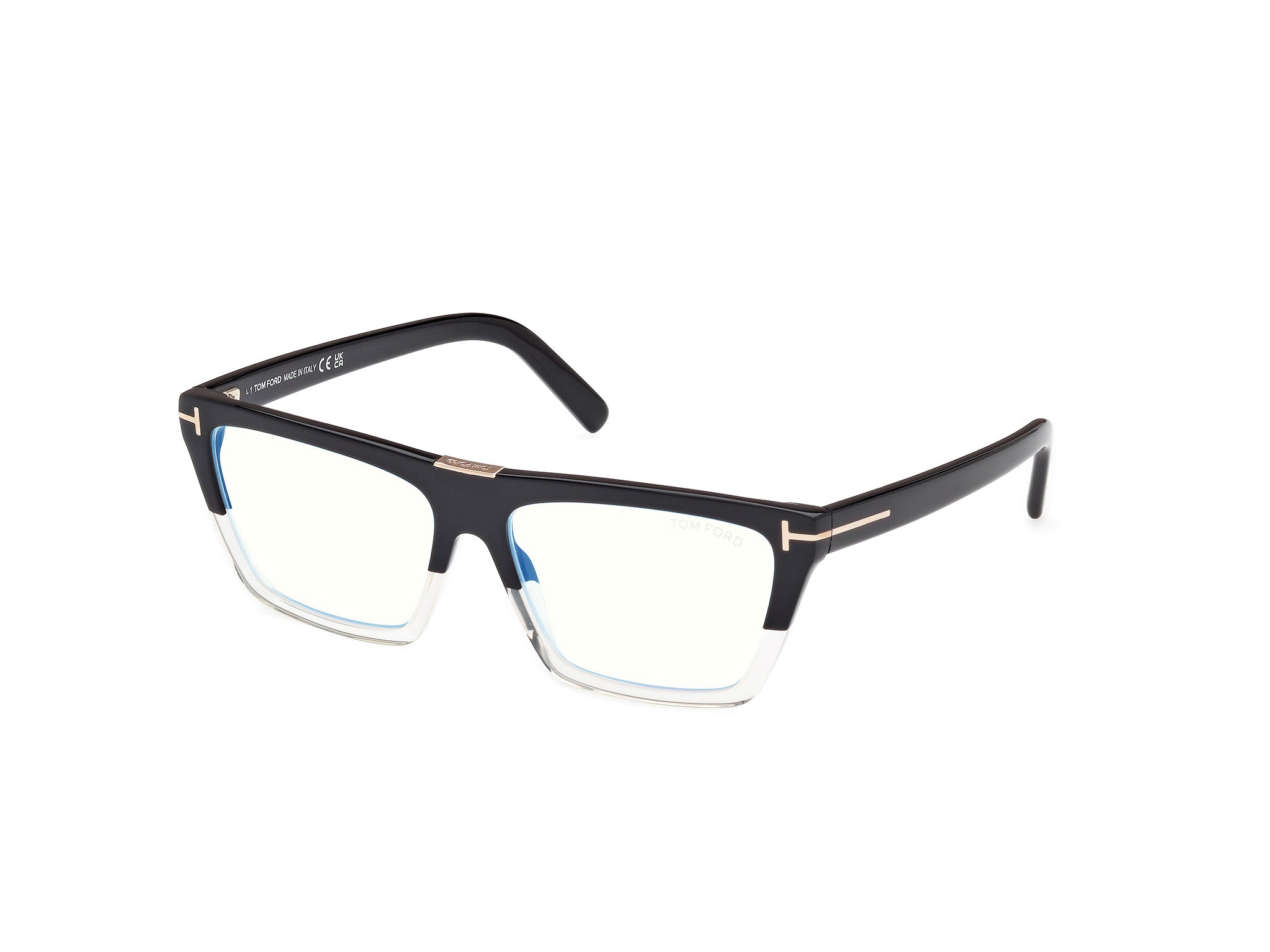 0889214443908 - TOM FORD Frau FT5912-B 005 Rahmen von BRILLEN Acetat Schwarz  Hocken Blaues Antilicht