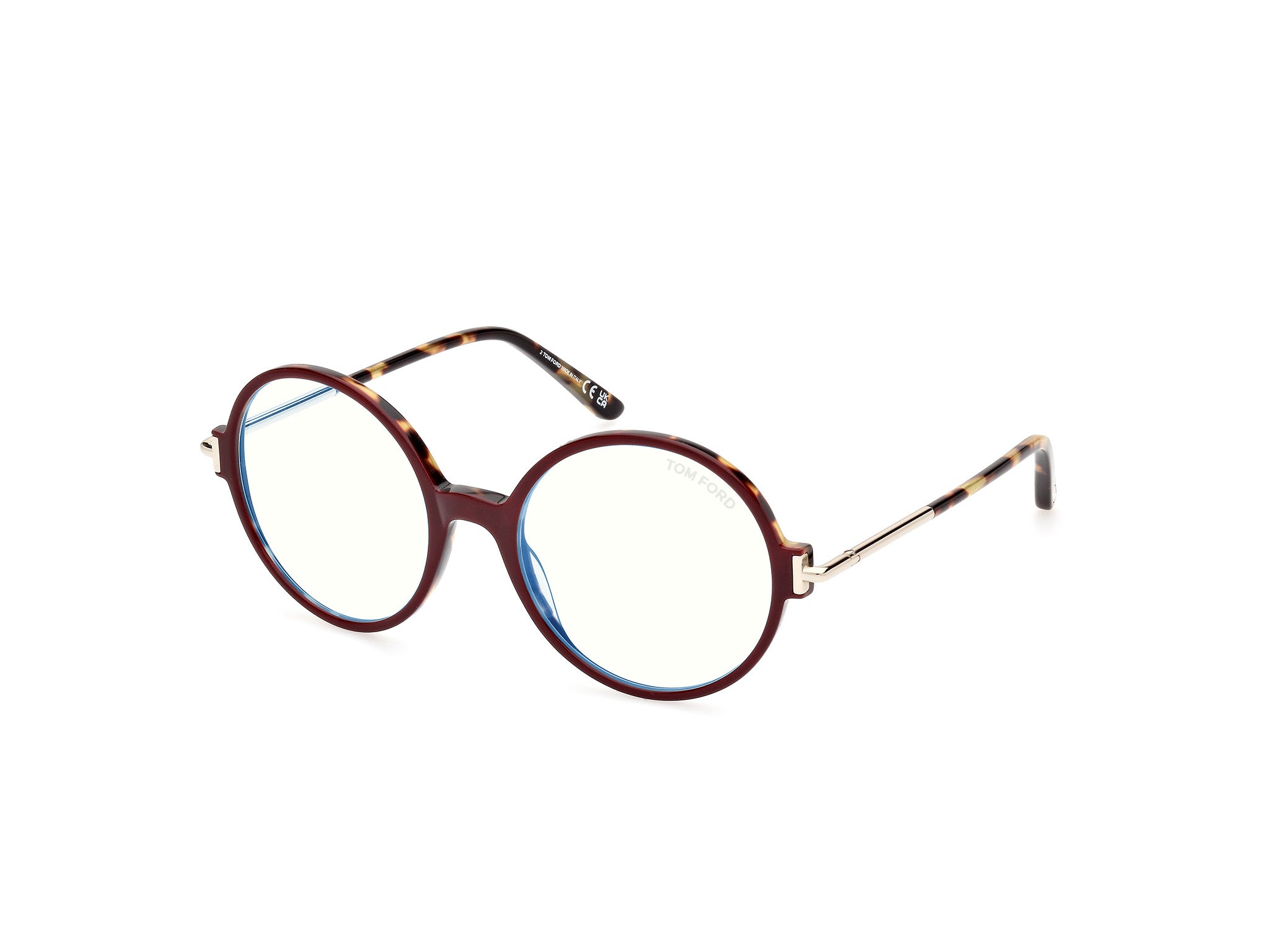 0889214443991 - TOM FORD Damen FT5914-B 71 Rahmen von BRILLEN Acetat Bordeaux  Rund Normal