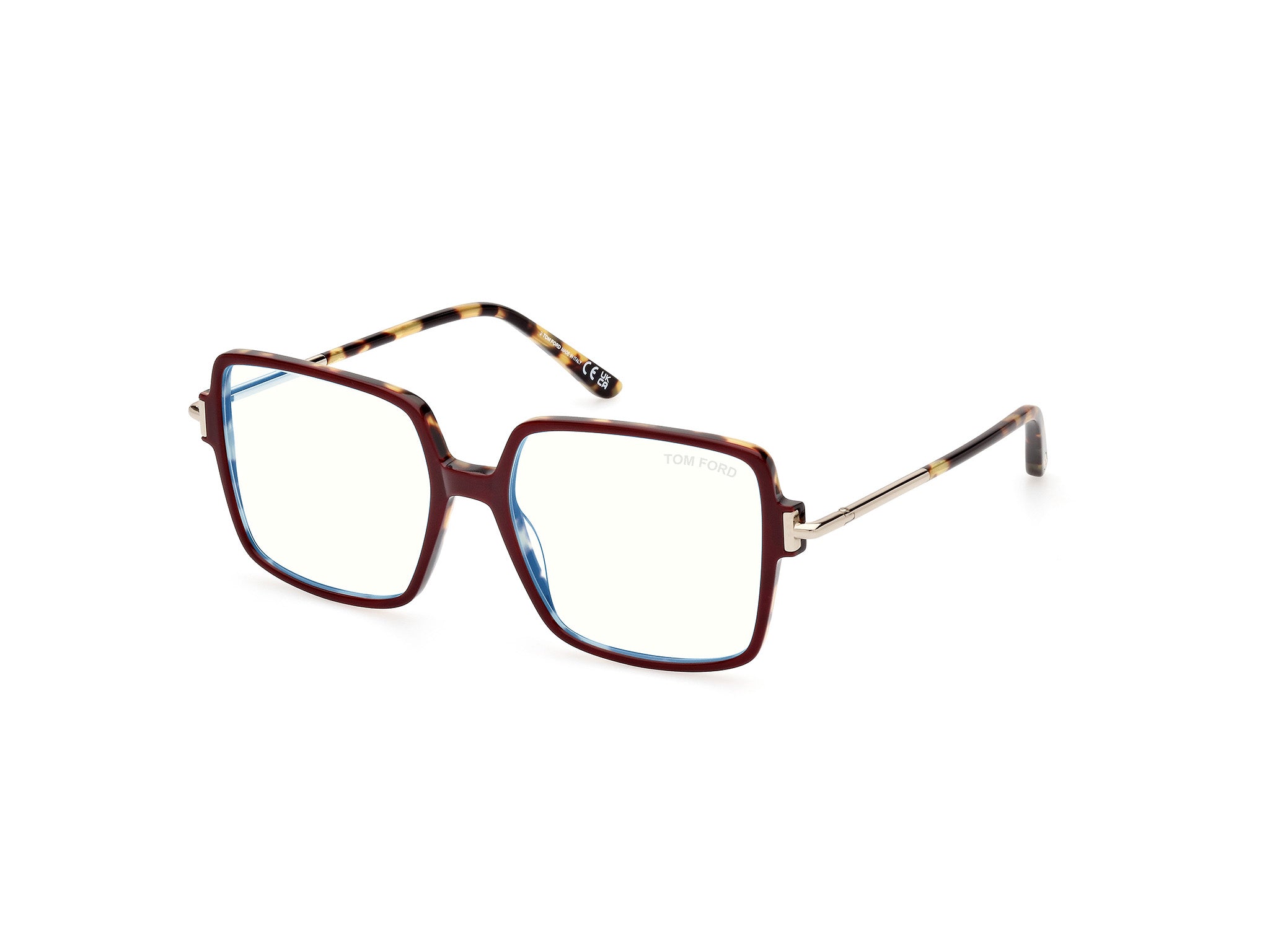 0889214444035 - TOM FORD Damen FT5915-B 71 Rahmen von BRILLEN Acetat Bordeaux  Quadratisch Normal