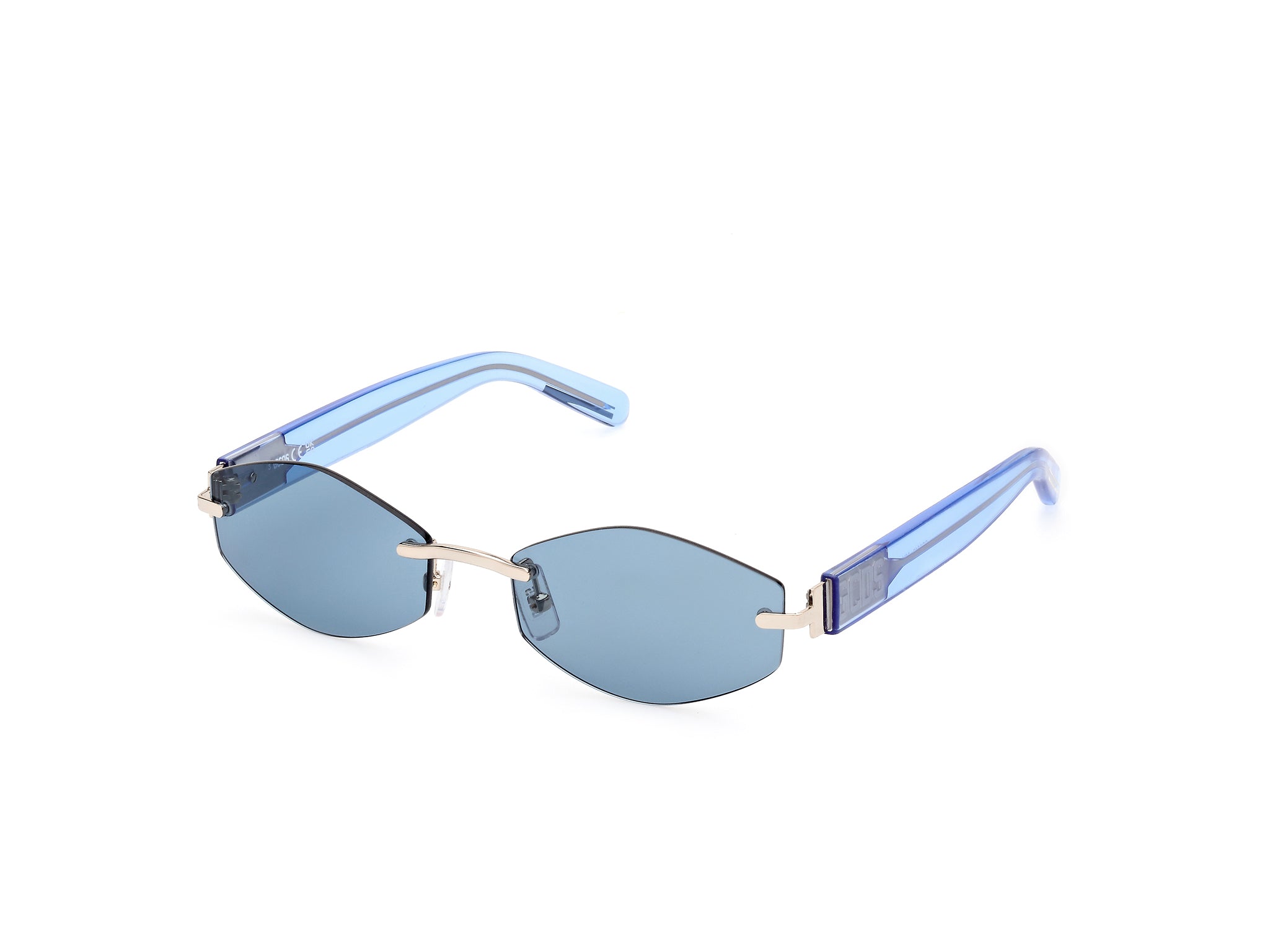 0889214453167 - Unisex GD0040 32V Gläser SONNENBRILLEN Metall Gold Blau Geometrisch Normal