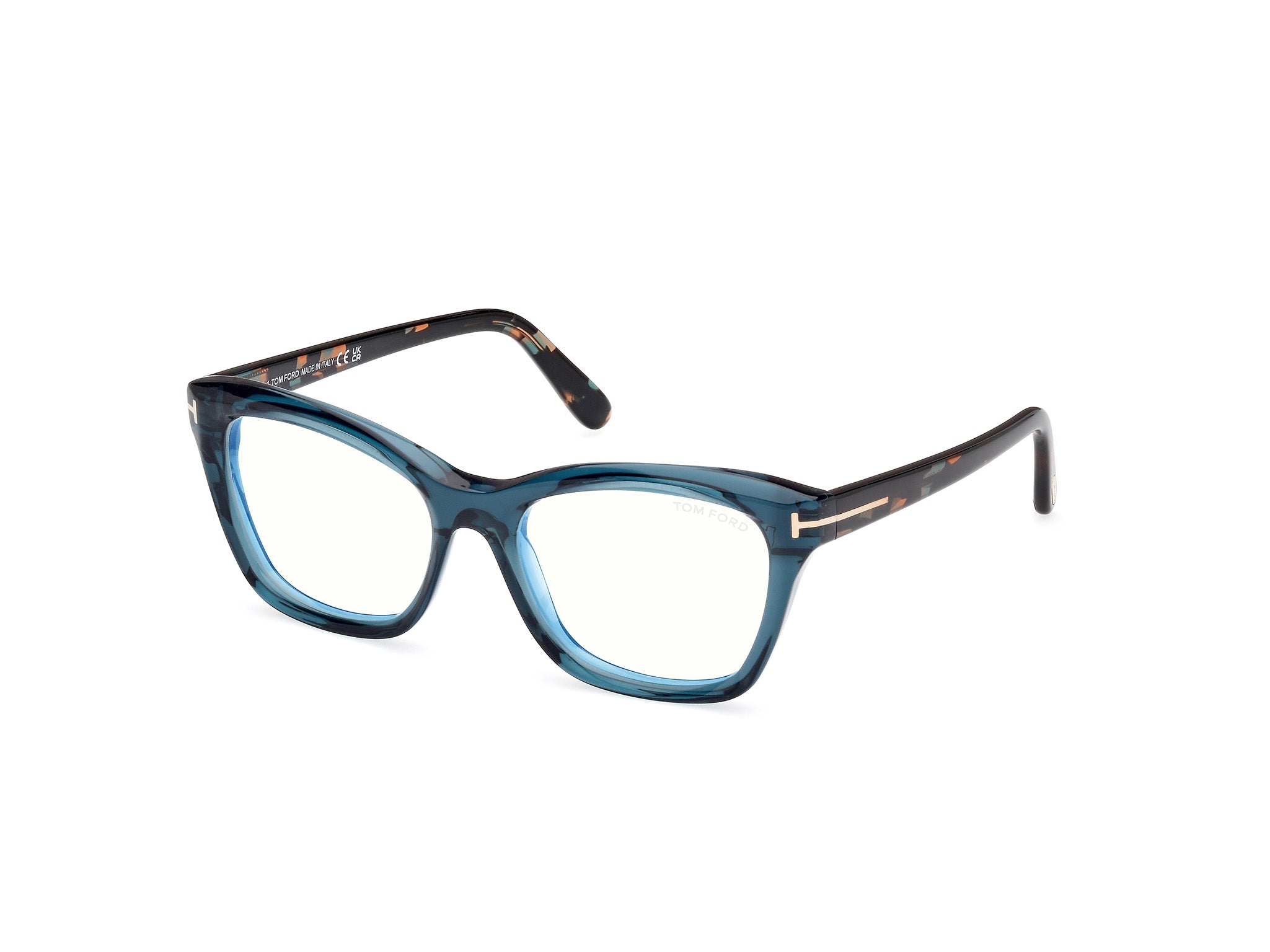 0889214453310 - TOM FORD Frau FT5909-B 092 Rahmen von BRILLEN Acetat Blau  Katzenauge Blaues Antilicht