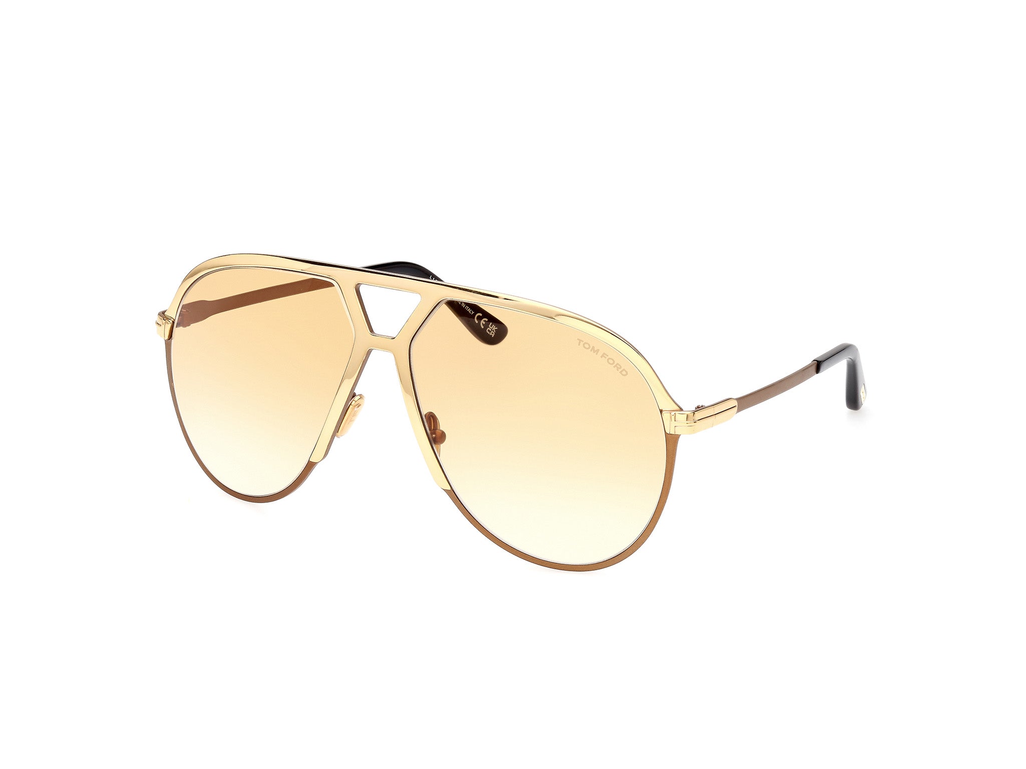 0889214454935 - TOM FORD Herren FT1060 XAVIER 30F Gläser SONNENBRILLEN Metall Gold Braun Pilot Normal Schattiert