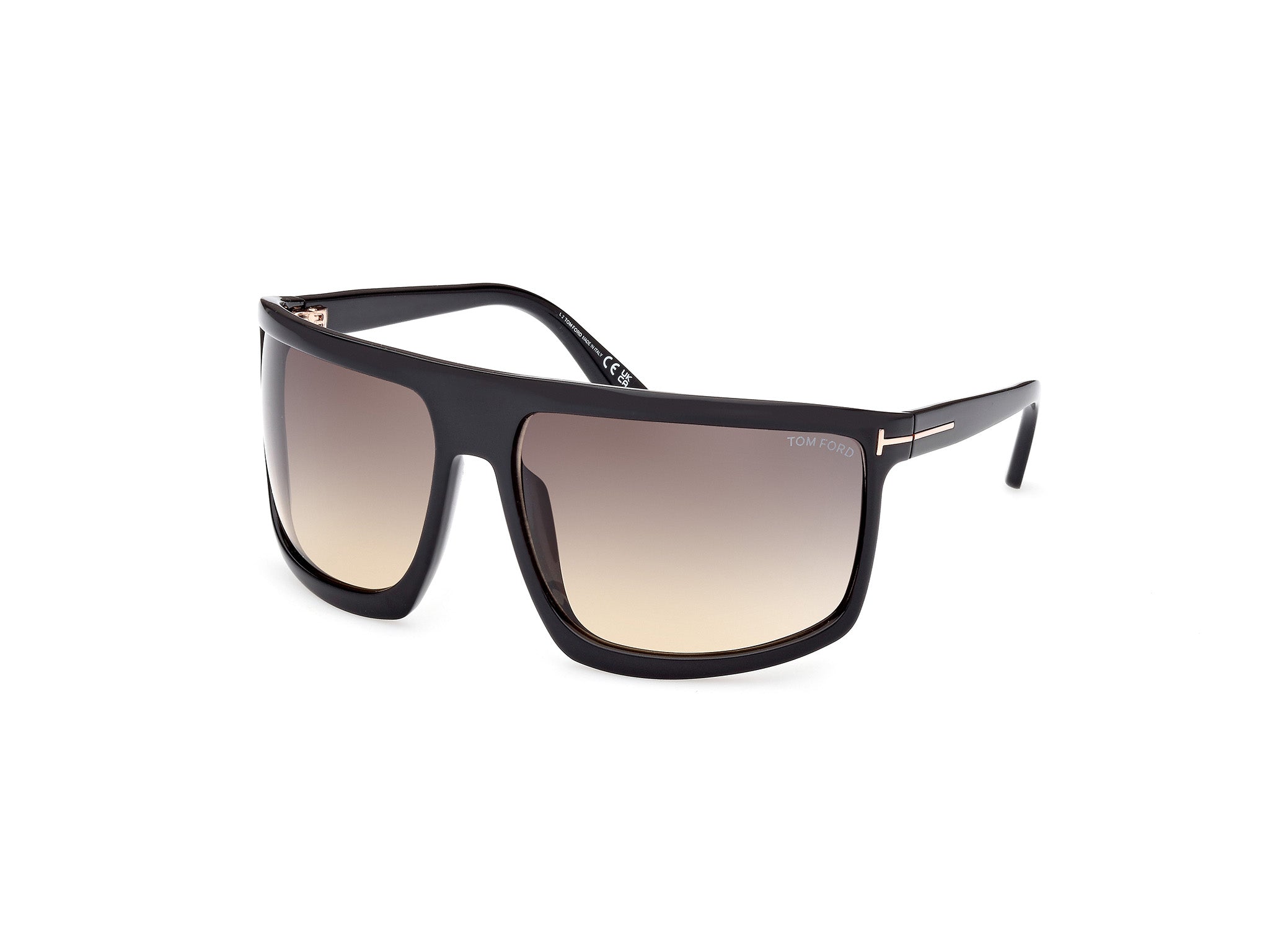 0889214455123 - TOM FORD Unisex FT1066 CLINT-02 01B Gläser SONNENBRILLEN Injiziert Schwarz Grau Maske Normal Schattiert