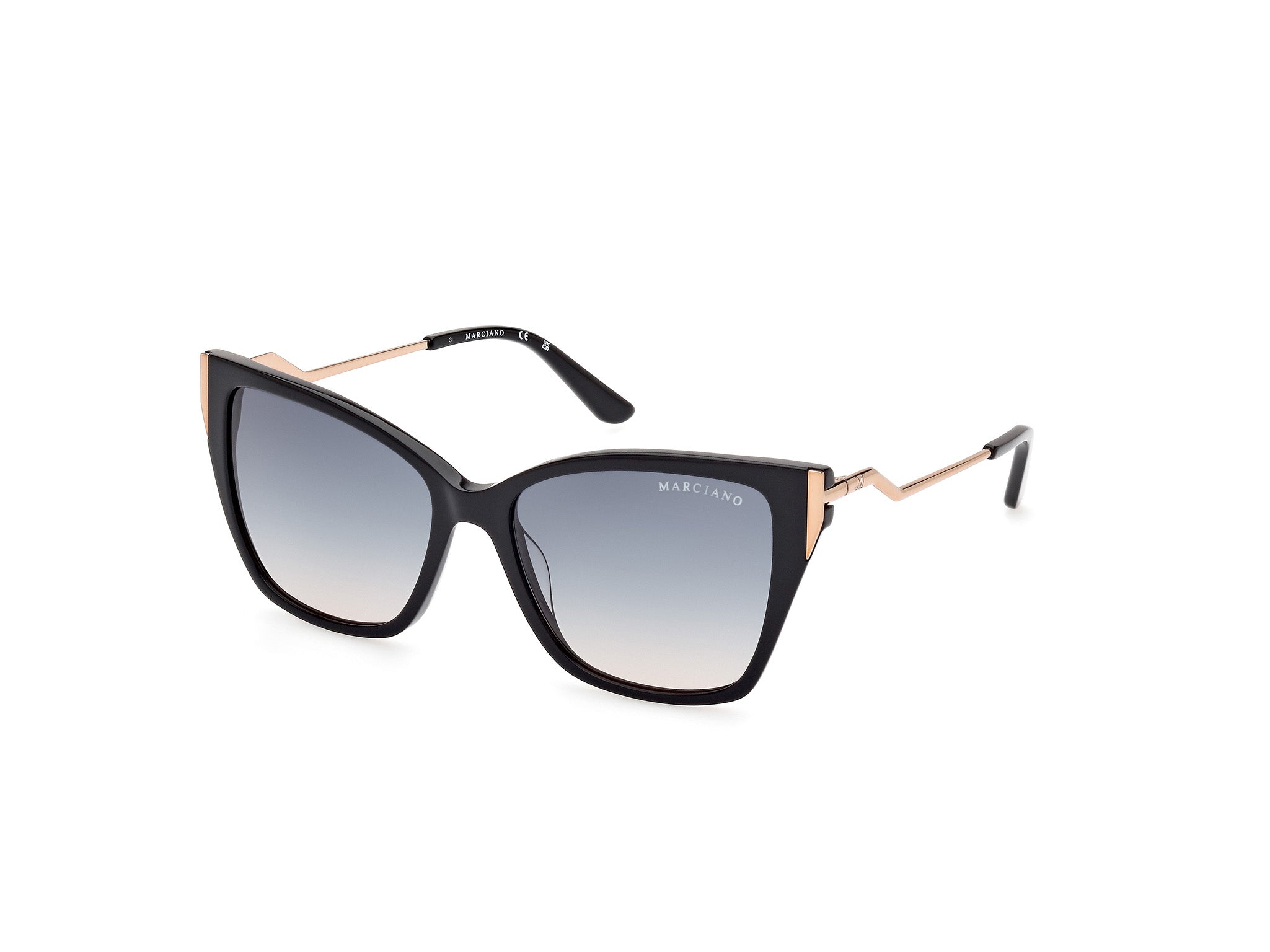 0889214456380 - Damen GM0833 01W Gläser SONNENBRILLEN Acetat Schwarz Blau Quadratisch Normal