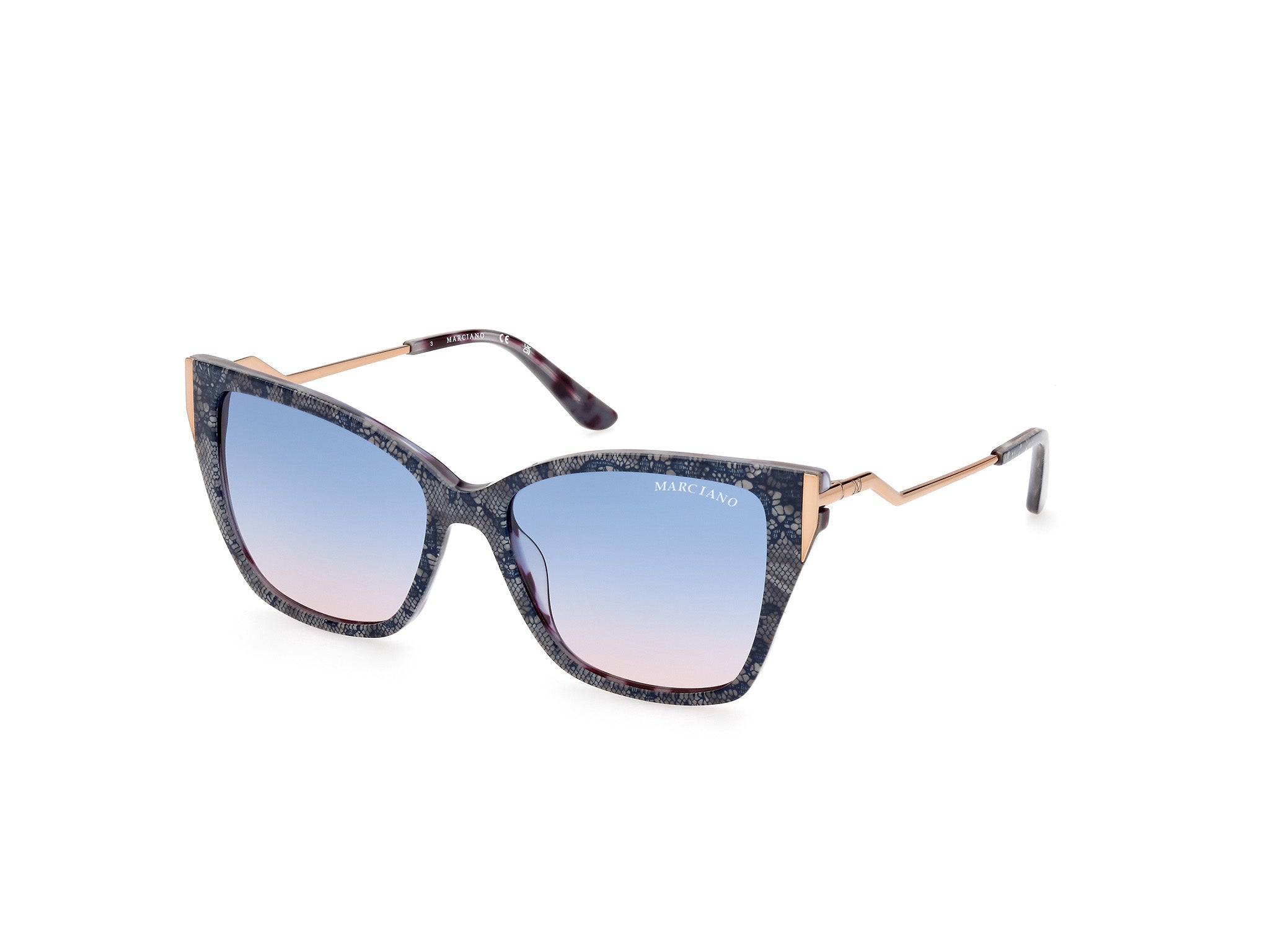 0889214456410 - Damen GM0833 92W Gläser SONNENBRILLEN Acetat Blau Blau Quadratisch Normal Schattiert