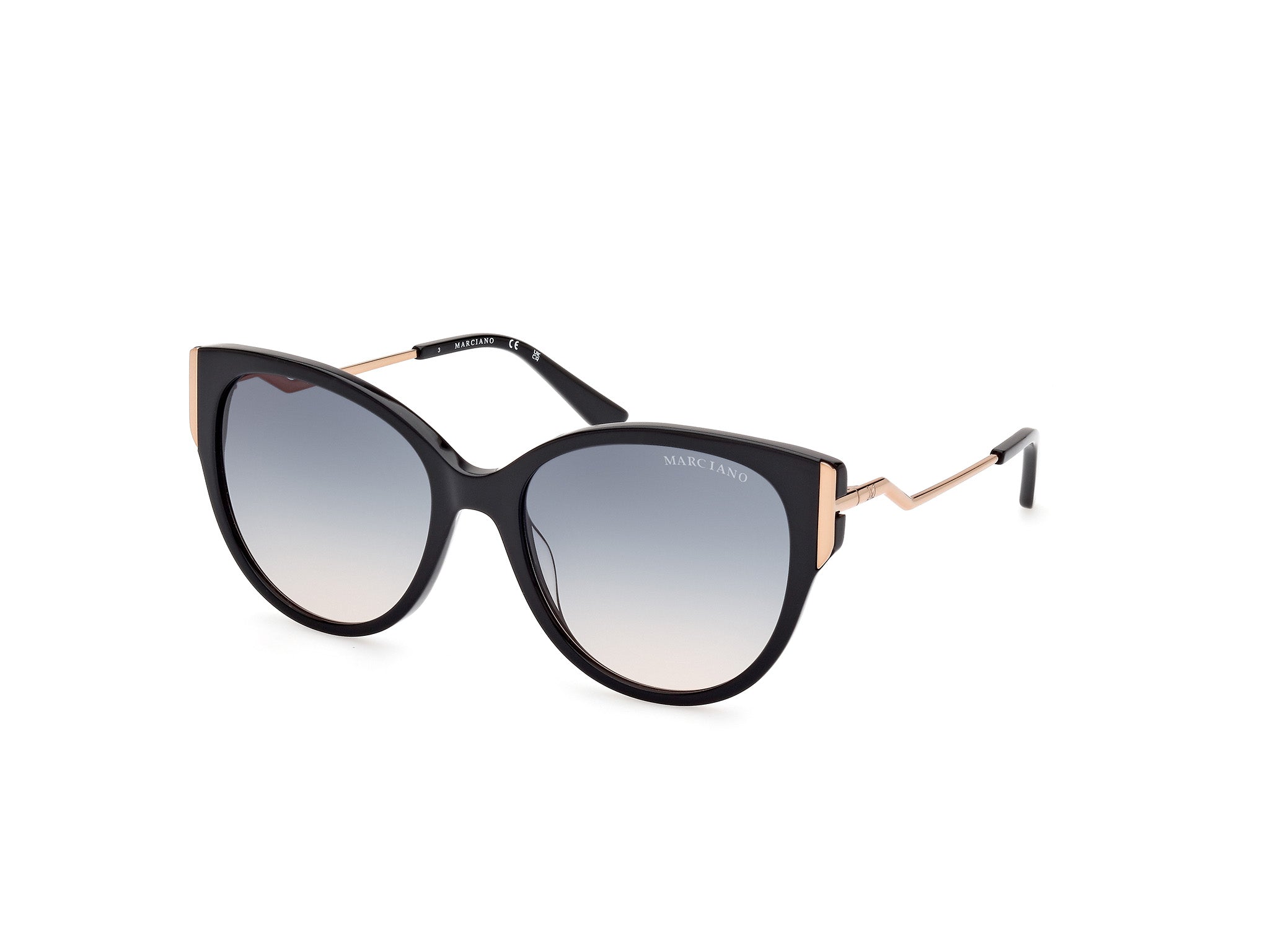 0889214456427 - Damen GM0834 01W Gläser SONNENBRILLEN Acetat Schwarz Blau Rund Normal Schattiert