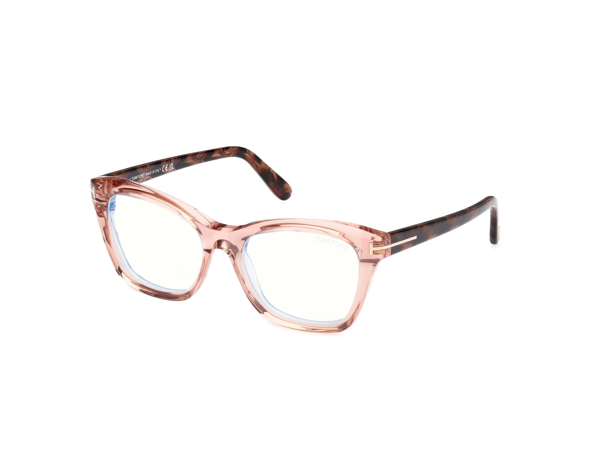 0889214456502 - TOM FORD Frau FT5909-B 072 Rahmen von BRILLEN Acetat Rose  Katzenauge Blaues Antilicht