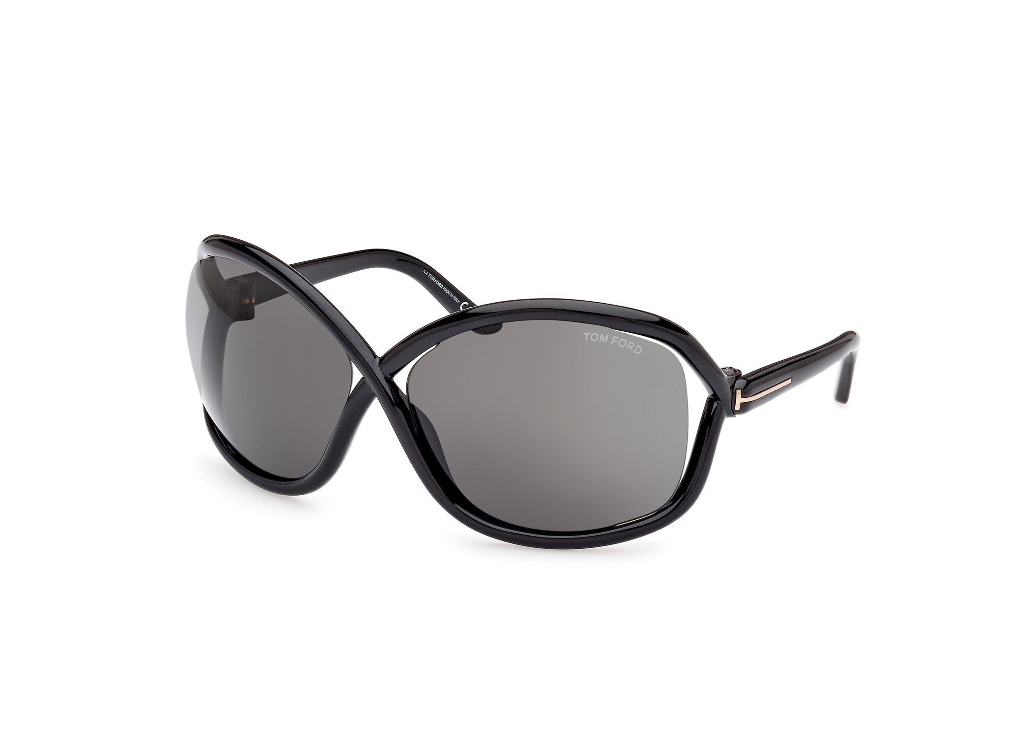 0889214457622 - TOM FORD Frau Ft1068 Bettina 01a Gläser SONNENBRILLEN Injiziert Schwarz Rauch Schmetterling Normal