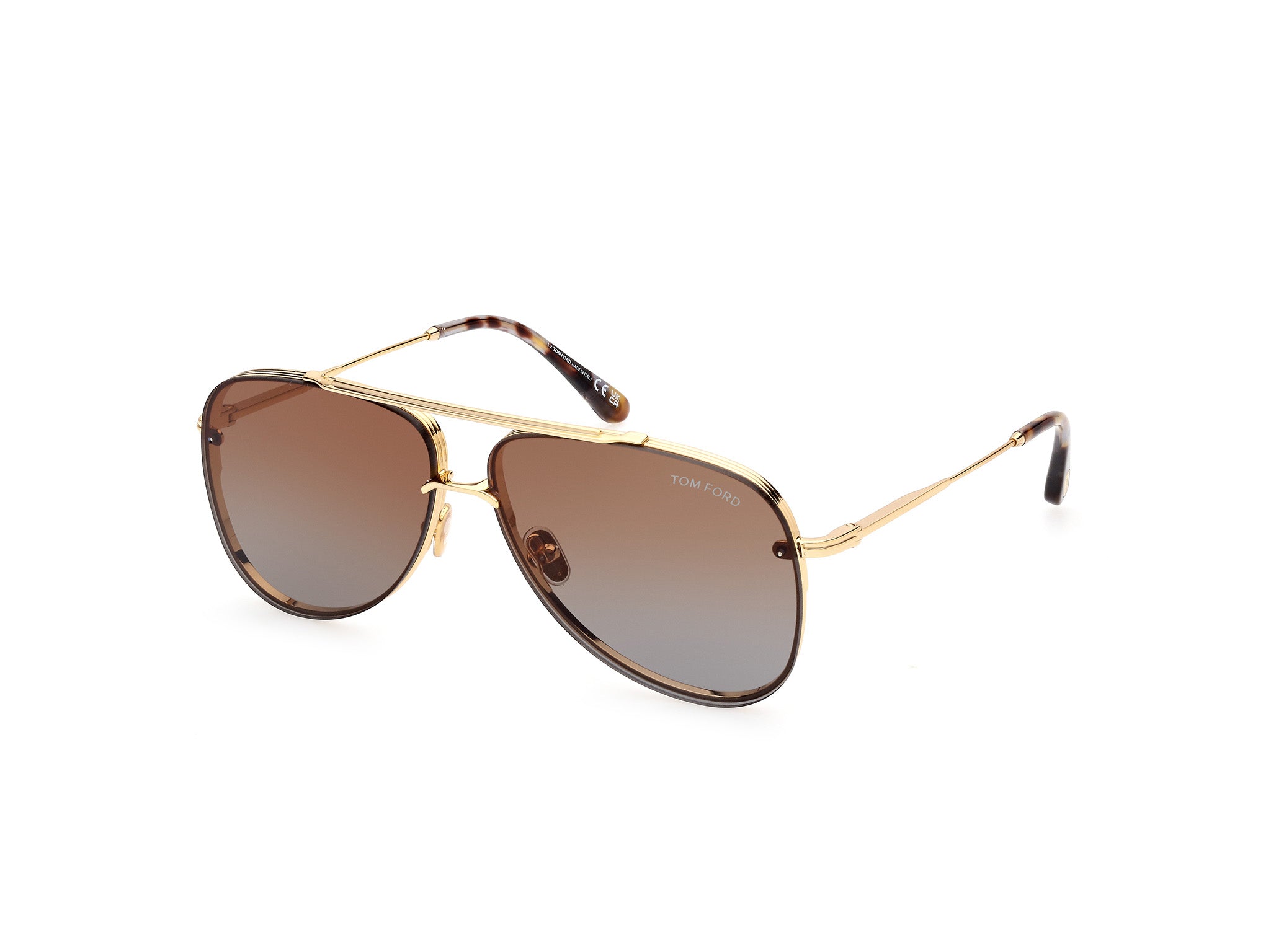 0889214468826 - TOM FORD Herren FT1071 LEON 30F Gläser SONNENBRILLEN Metall Gold Braun Pilot Normal