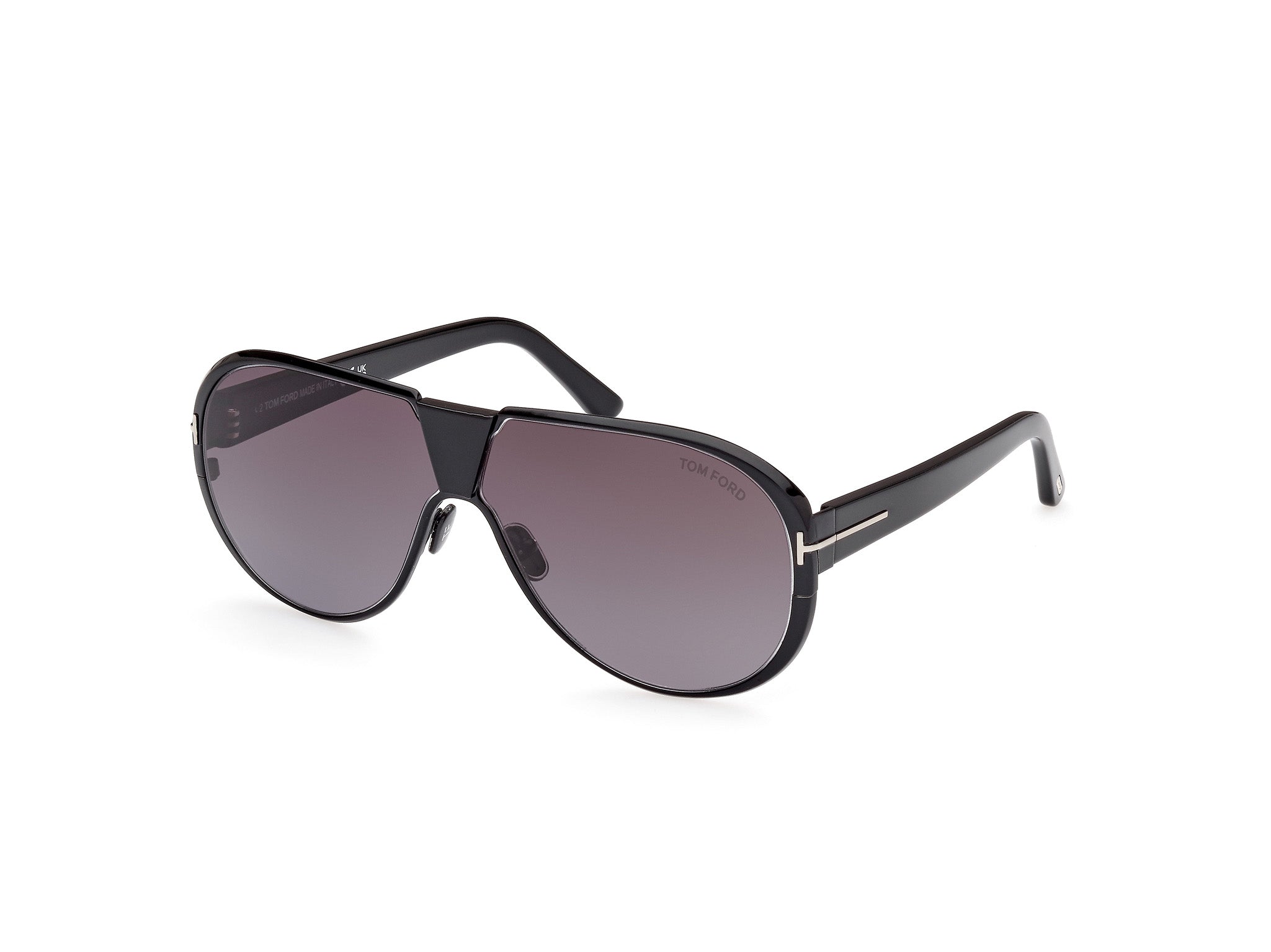 0889214468833 - TOM FORD Herren FT1072 VINCENZO 01B Gläser SONNENBRILLEN Metall Schwarz Rauch Pilot Normal Schattiert