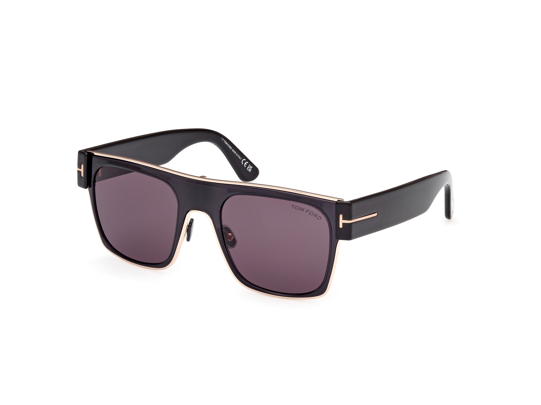 0889214468864 - TOM FORD Unisex FT1073 EDWIN 01A Gläser SONNENBRILLEN Injiziert Schwarz Rauch Quadratisch Normal