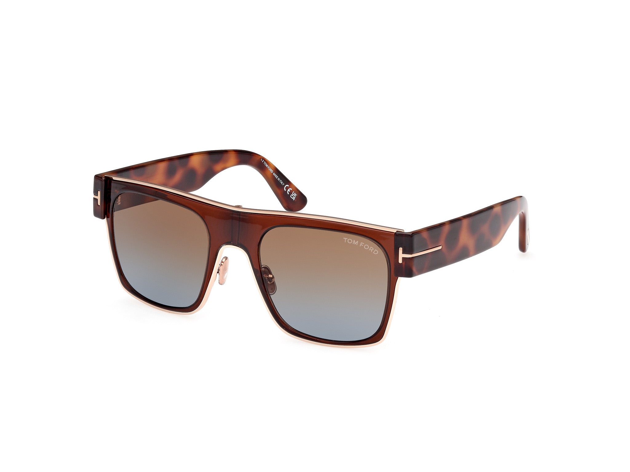 0889214468871 - TOM FORD Unisex FT1073 EDWIN 48F Gläser SONNENBRILLEN Injiziert Braun Braun Quadratisch Normal Schattiert