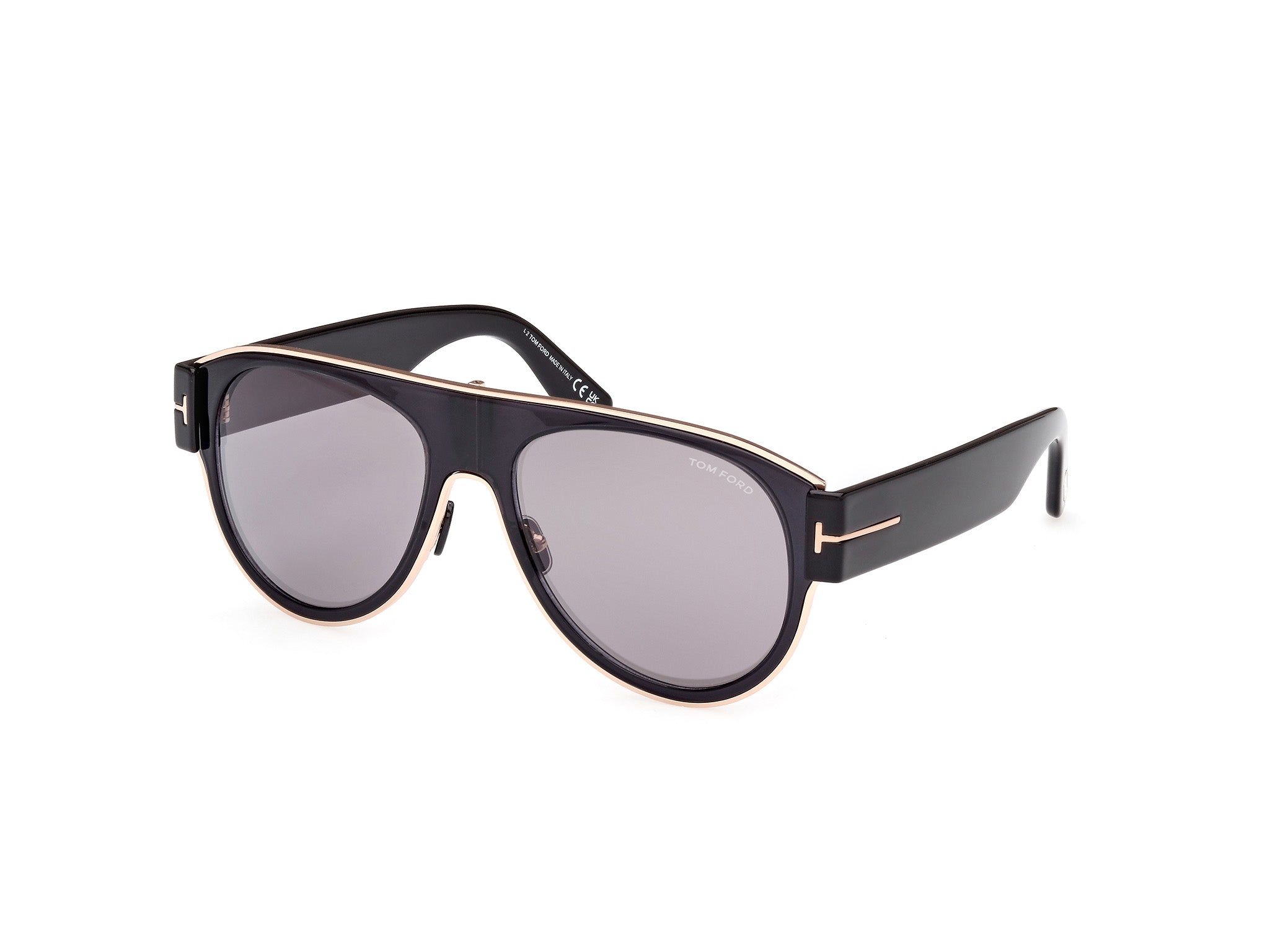 0889214468895 - TOM FORD Unisex FT1074 LYLE-02 01C Gläser SONNENBRILLEN Injiziert Schwarz Grau Pilot Normal Gespiegelt