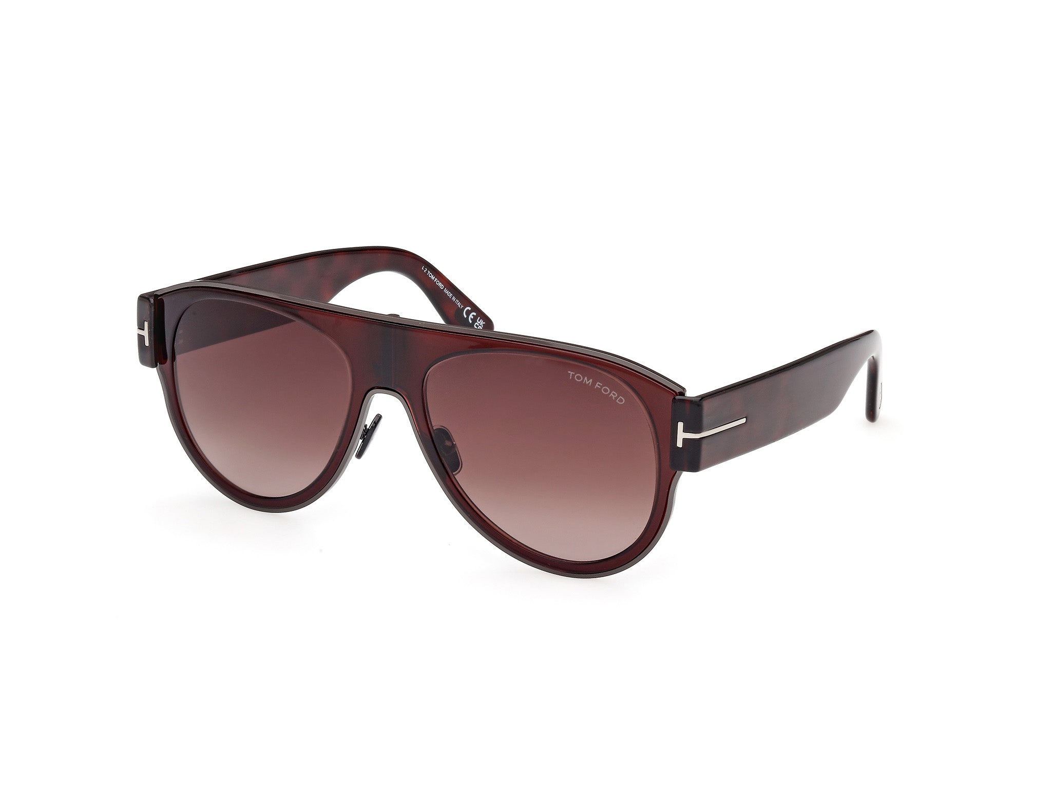 0889214468901 - TOM FORD Unisex Ft1074 lyle-02 48t Gläser SONNENBRILLEN Plastik Dunkelbraun Bordeaux Pilot Normal Schattiert