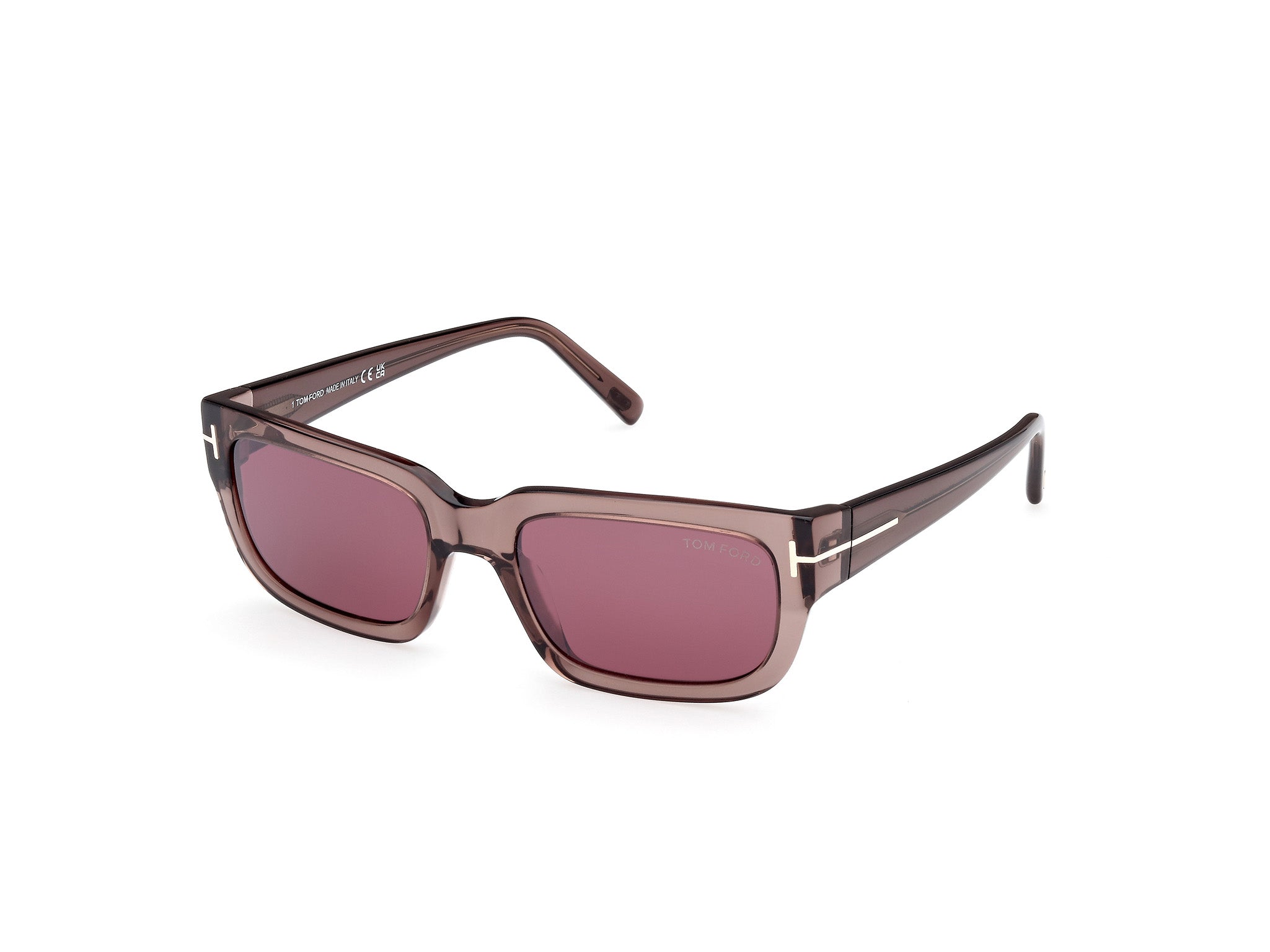 0889214468949 - TOM FORD Unisex Ft1075 Ezra 45U Gläser SONNENBRILLEN Acetat Braun Bordeaux Hocken Normal Gespiegelt