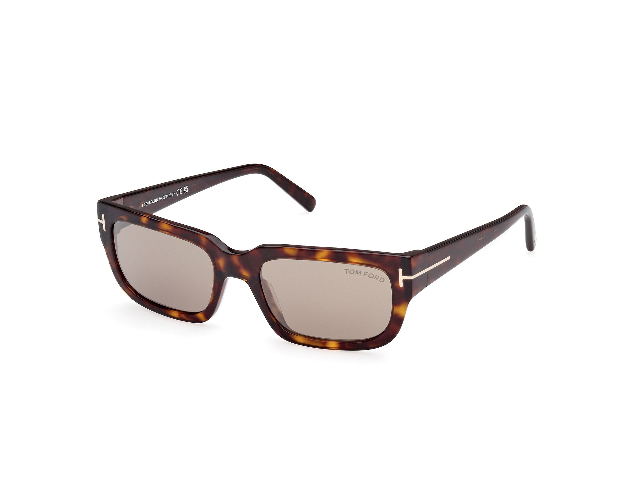 0889214468956 - TOM FORD Unisex FT1075 EZRA 52L Gläser SONNENBRILLEN Acetat Dunkler Havanna Roviex Quadratisch Normal Gespiegelt