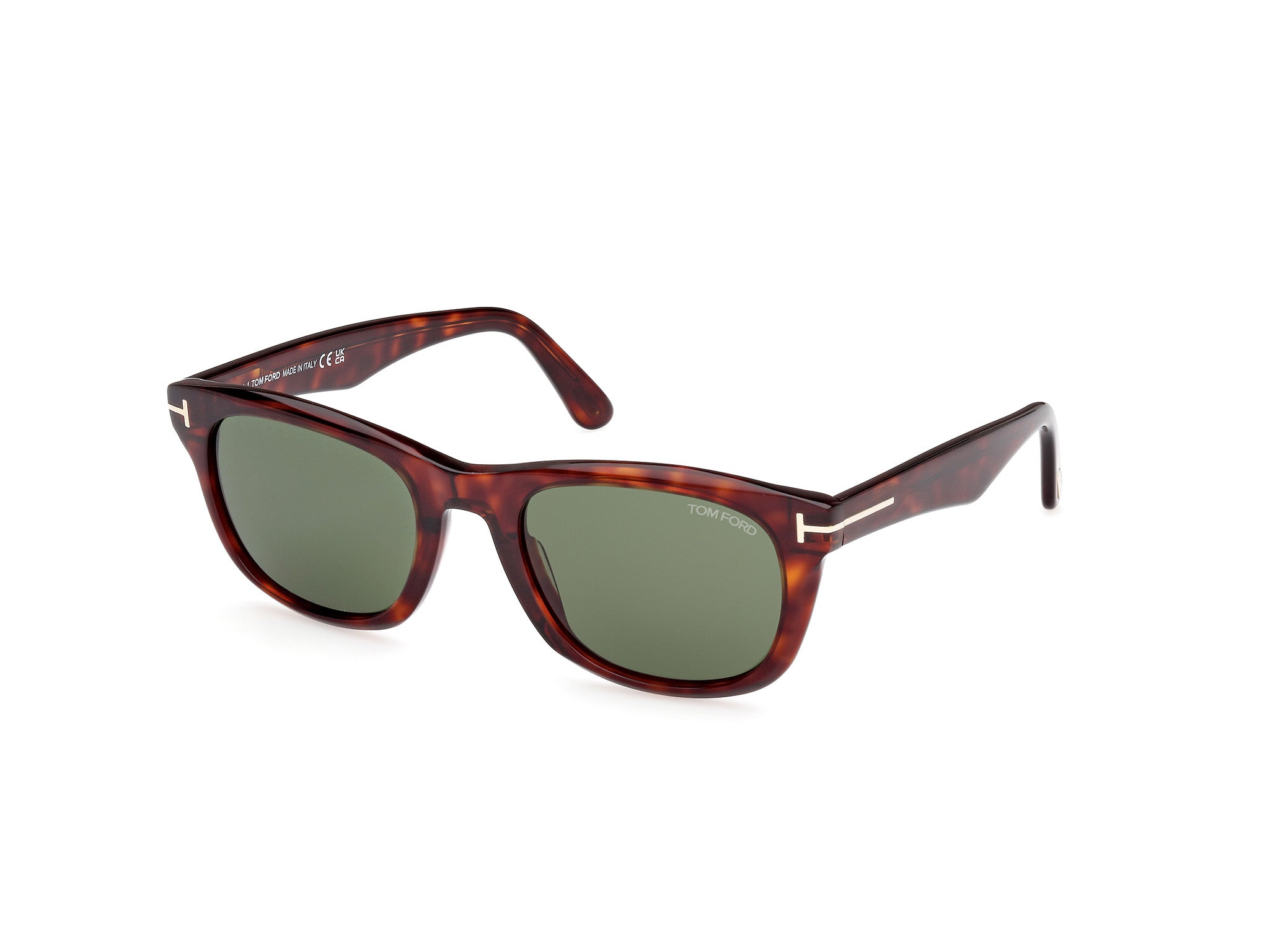 0889214468994 - TOM FORD Herren FT1076 KENDEL 54N Gläser SONNENBRILLEN Acetat Havanna Grün Quadratisch Normal