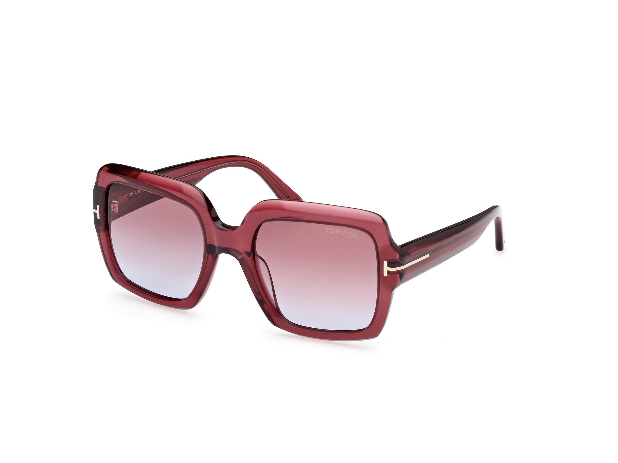 0889214469243 - TOM FORD Damen FT1082 KAYA 66Y Gläser SONNENBRILLEN Acetat Rot Violett Quadratisch Normal Schattiert