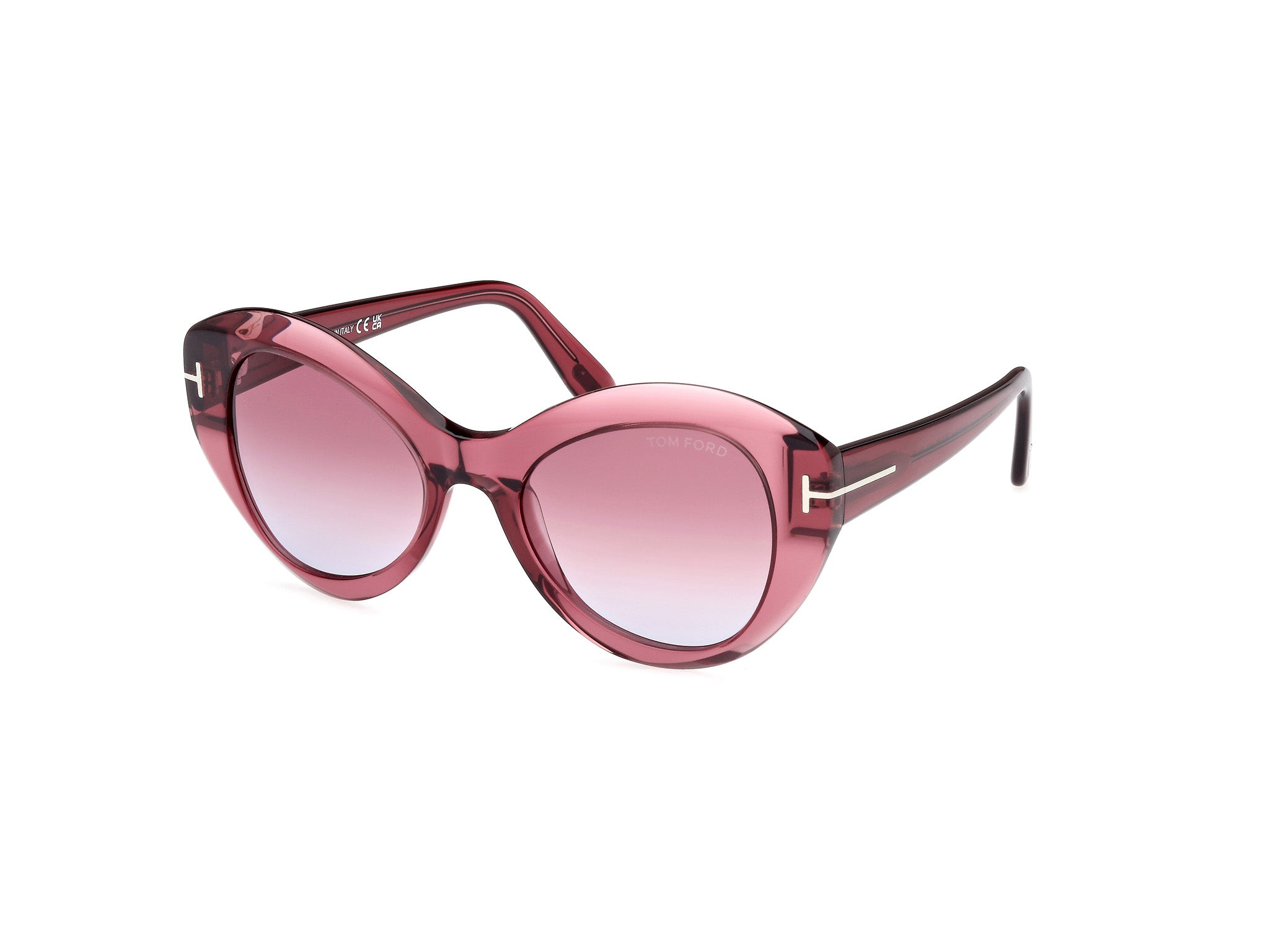 0889214469328 - TOM FORD Damen FT1084 GUINEVERE 66Y Gläser SONNENBRILLEN Acetat Rot Violett Schmetterling Normal Schattiert