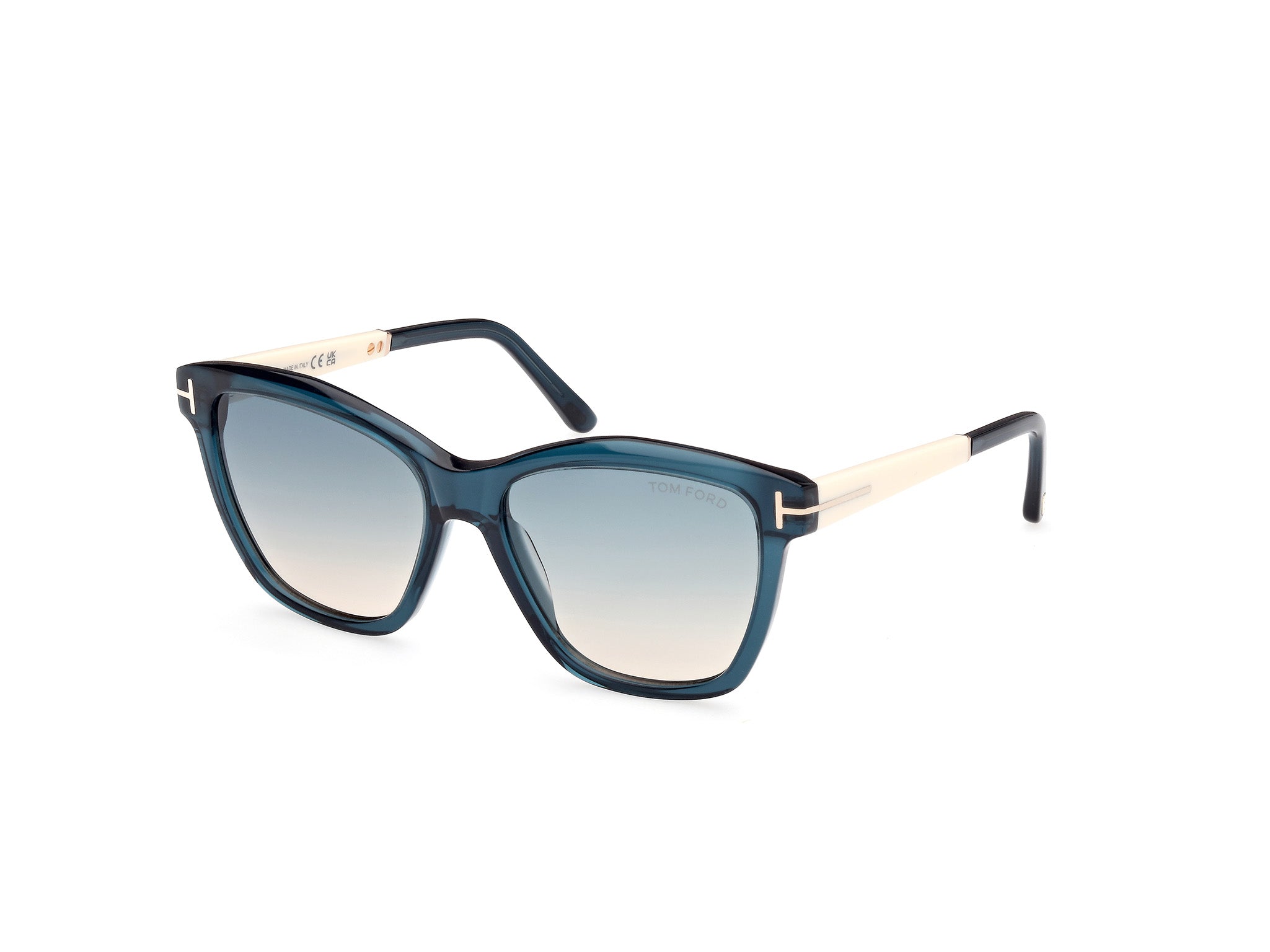 0889214469472 - TOM FORD Damen FT1087 LUCIA 90P Gläser SONNENBRILLEN Acetat Blau Grün Quadratisch Normal Schattiert