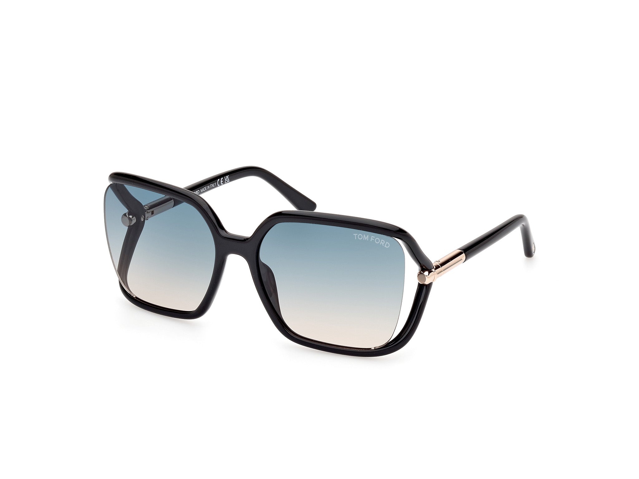 0889214469533 - TOM FORD Damen FT1089 SOLANGE-02 01P Gläser SONNENBRILLEN Injiziert Schwarz Grün Schmetterling Normal Schattiert