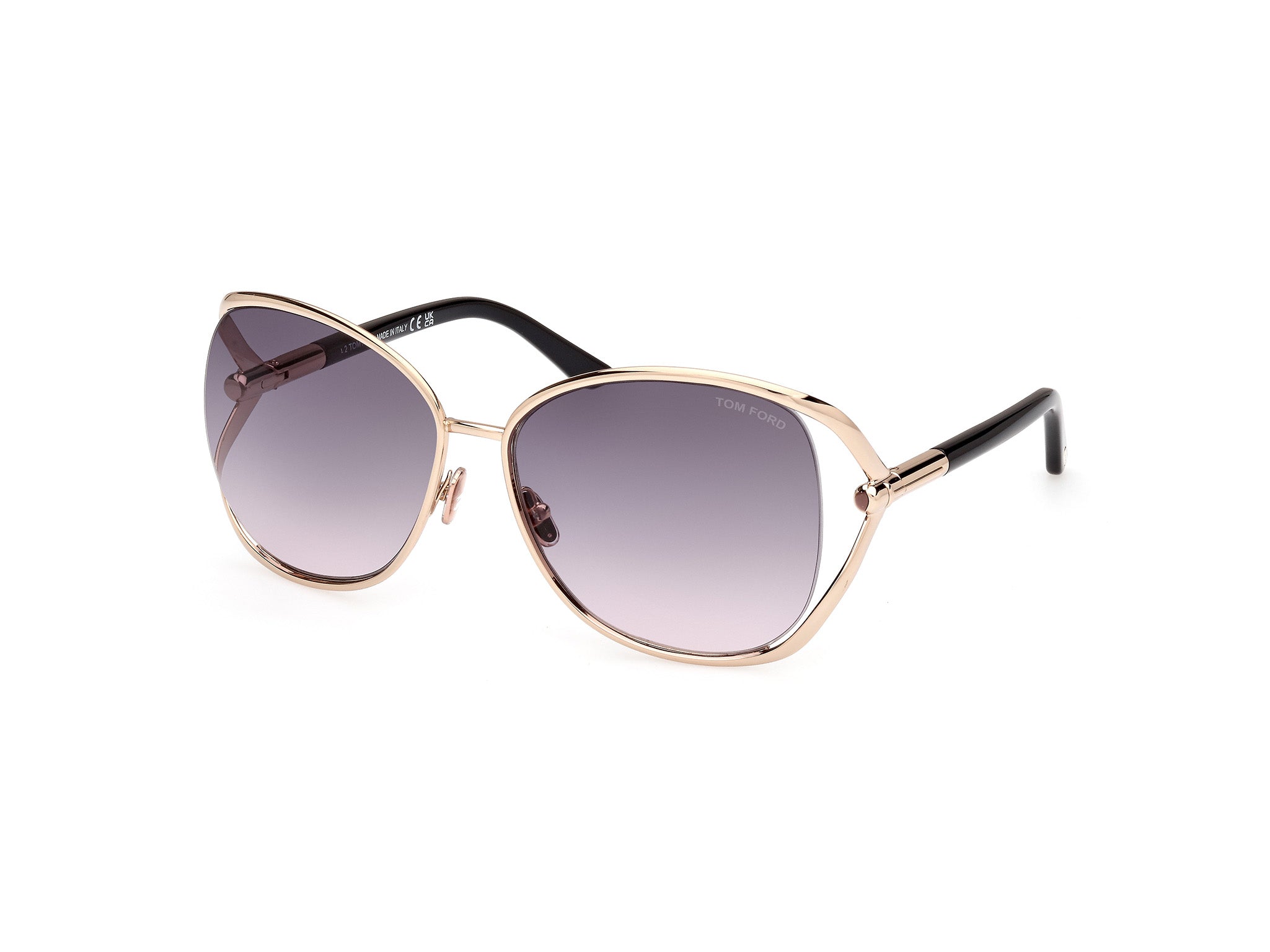 0889214469601 - TOM FORD Frau FT1091 Marta 28b Gläser SONNENBRILLEN Metall Rosa Gold Rauch Kreisel Normal Schattiert