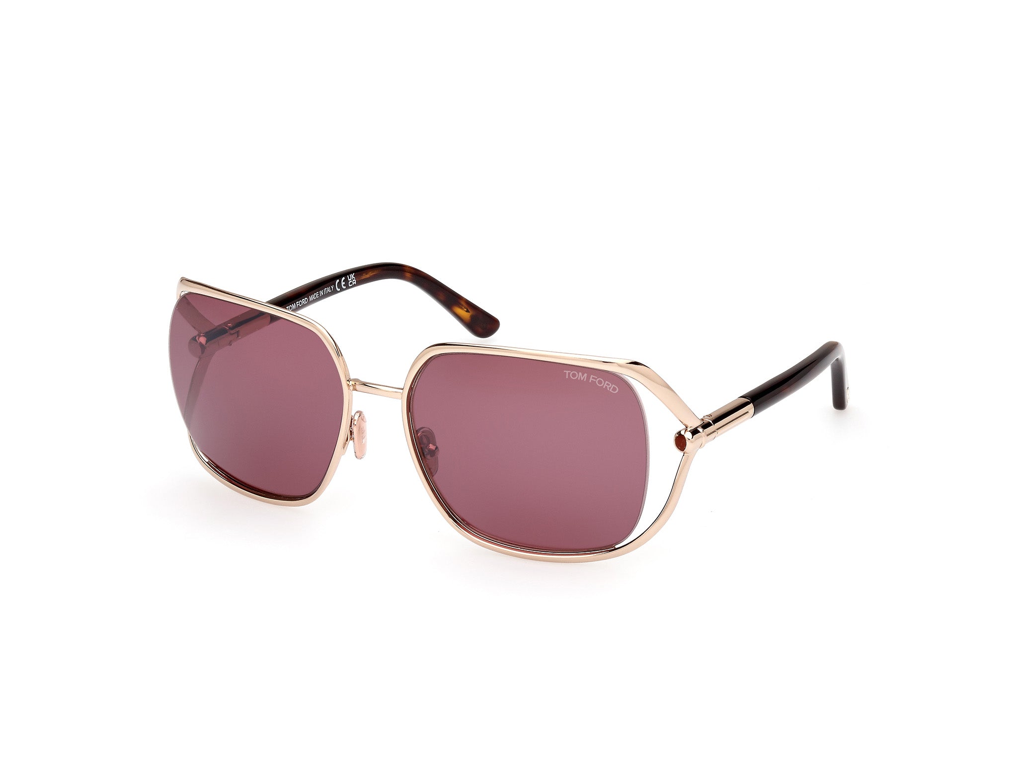 0889214469649 - TOM FORD Frau FT1092 Goldie 28U Gläser SONNENBRILLEN Metall Rosa Gold Bordeaux Schmetterling Normal Gespiegelt