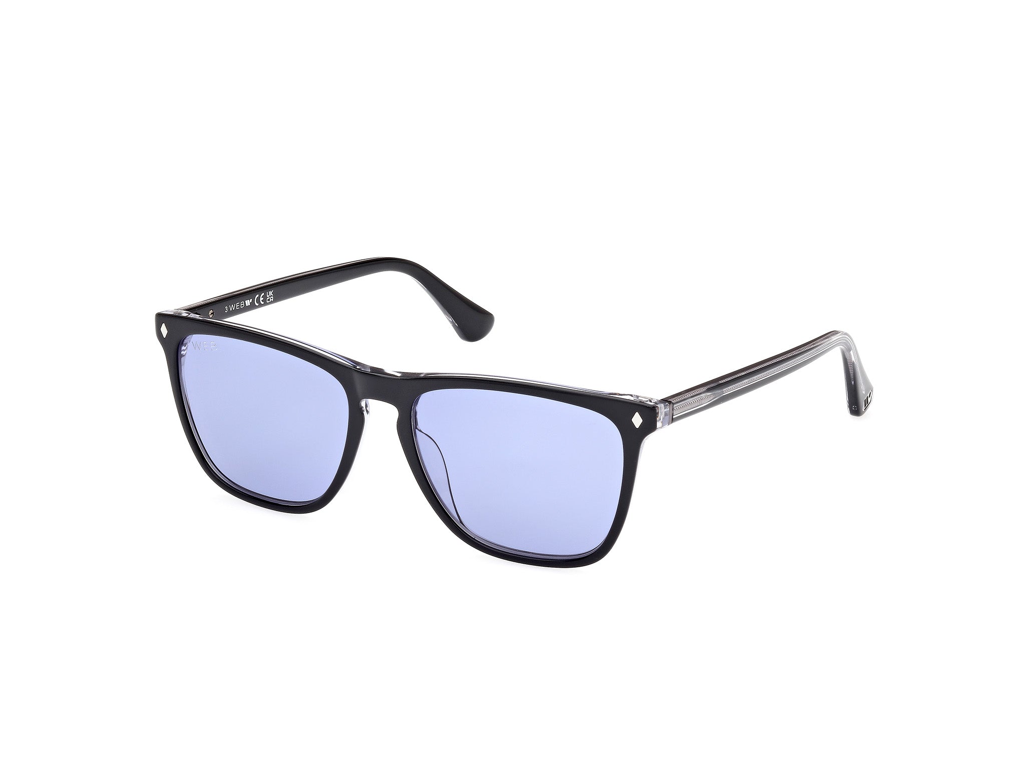 0889214469878 - Herren WE0363 05V Gläser SONNENBRILLEN Acetat Schwarz Blau Quadratisch Normal