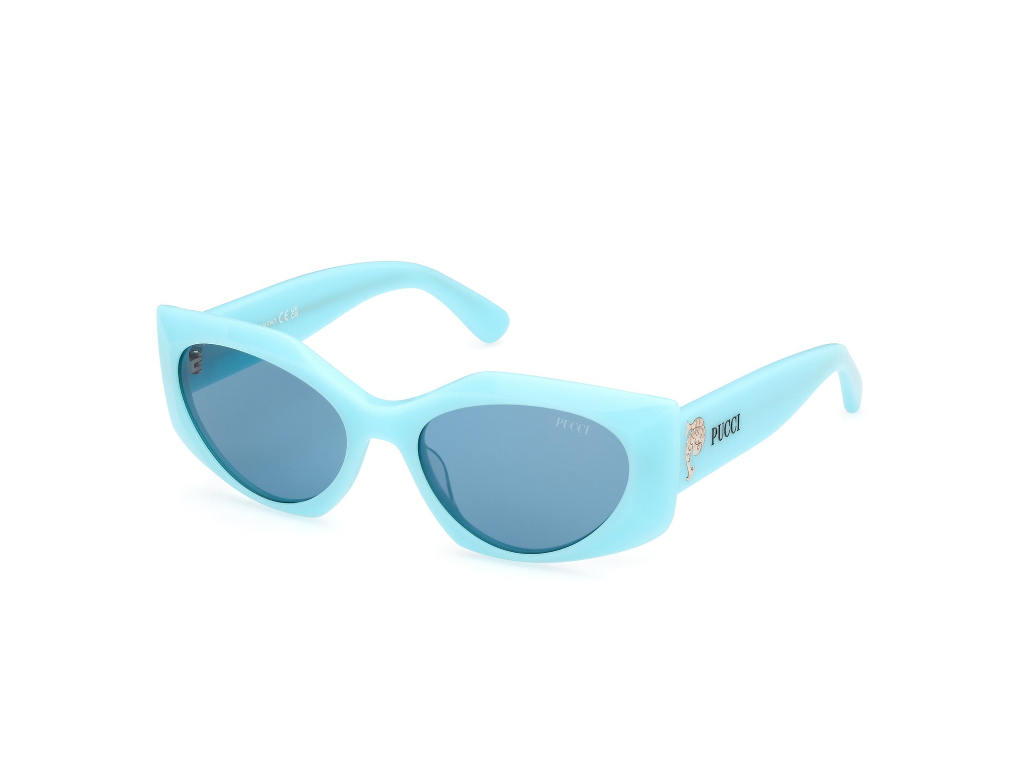 0889214470287 - Emilio Pucci Frau EP0216 84V Gläser SONNENBRILLEN Acetat Himmelblau Blau Geometrisch Normal