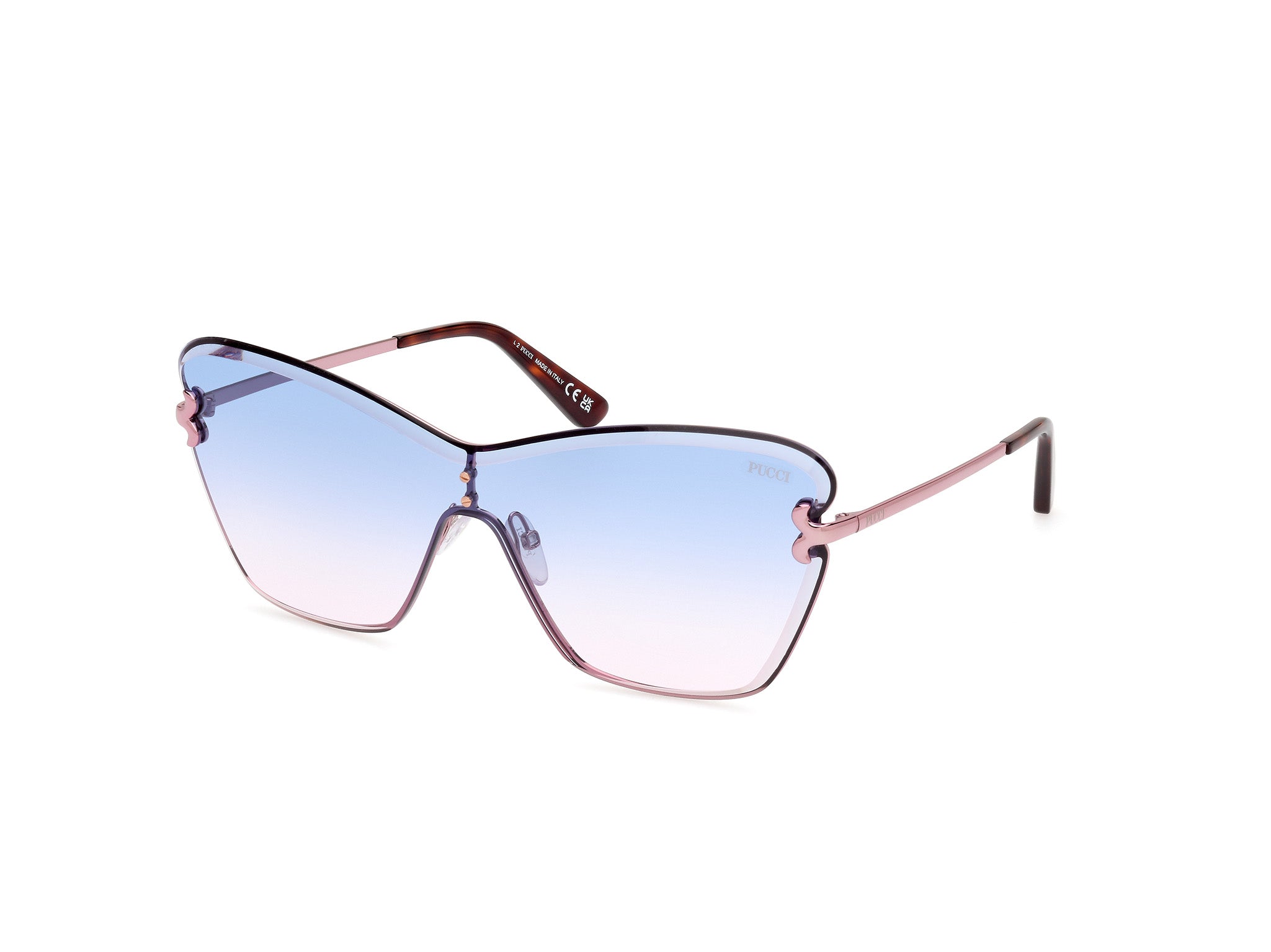 0889214470348 - Emilio Pucci Damen EP0218 72W Gläser SONNENBRILLEN Metall Rosa Blau Schmetterling Normal Schattiert