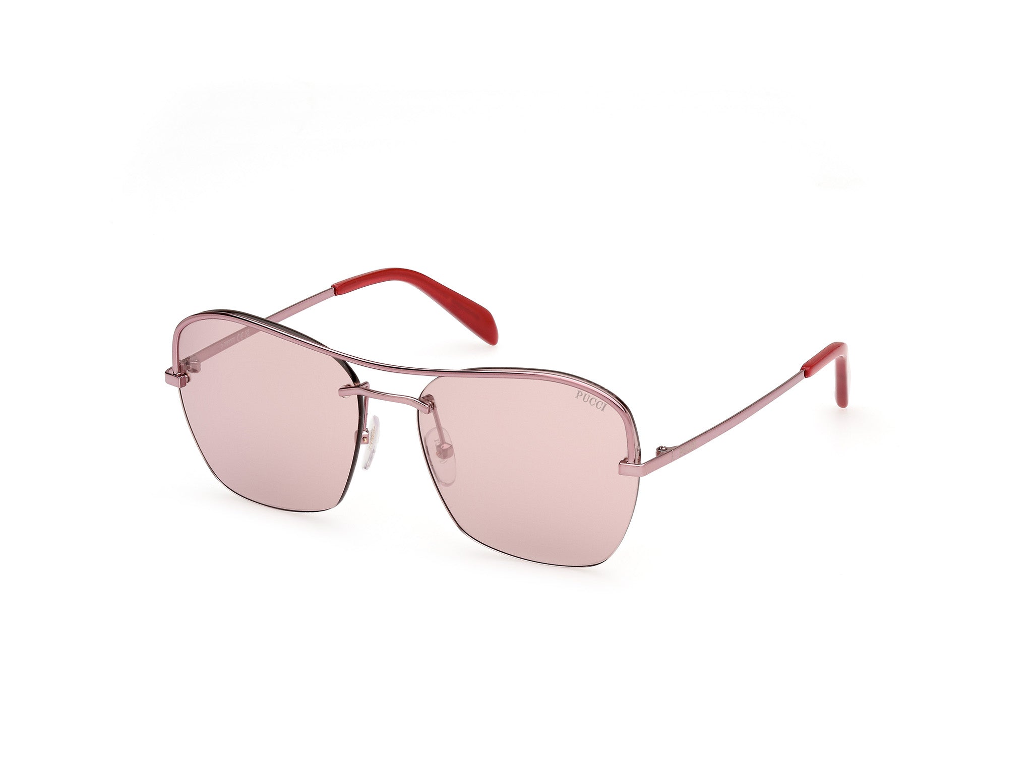 0889214475961 - Emilio Pucci Damen EP0225 72U Gläser SONNENBRILLEN Metall Rosa Rot Quadratisch Normal Spiegel