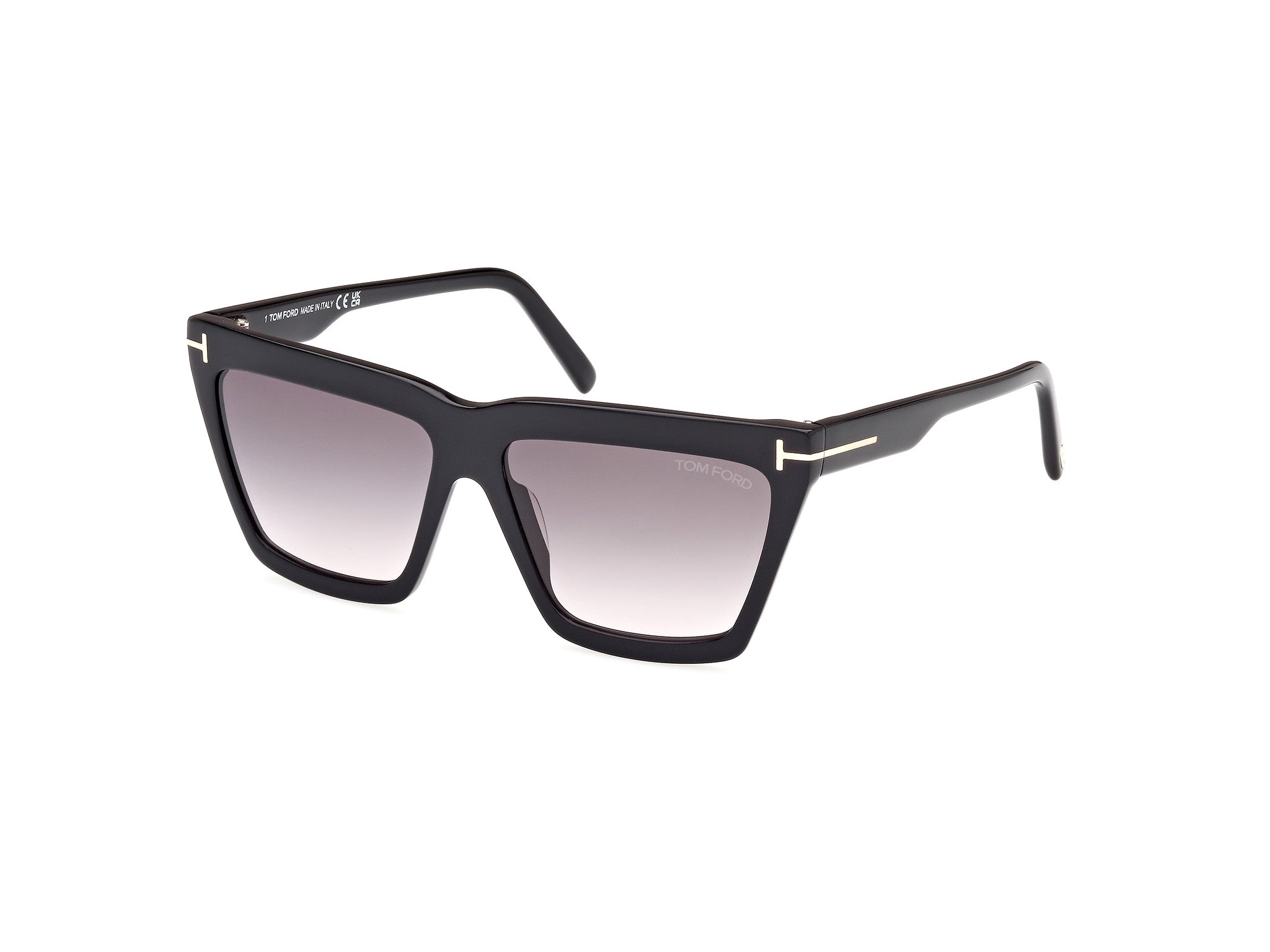 0889214477675 - TOM FORD Damen FT1110 EDEN 01B Gläser SONNENBRILLEN Acetat Schwarz Grau Geometrisch Normal Schattiert