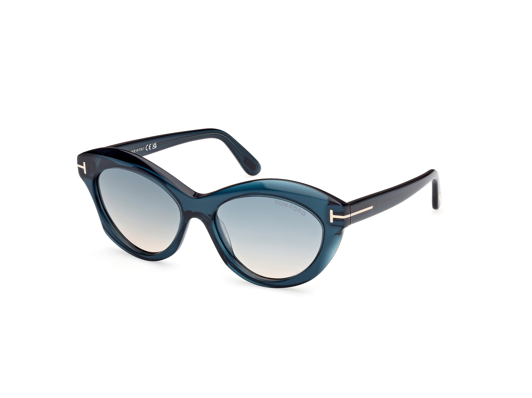 0889214477767 - TOM FORD Frau Ft1111 toni 92p Gläser SONNENBRILLEN Plastik Blau Grün Katzenauge Normal Schattiert