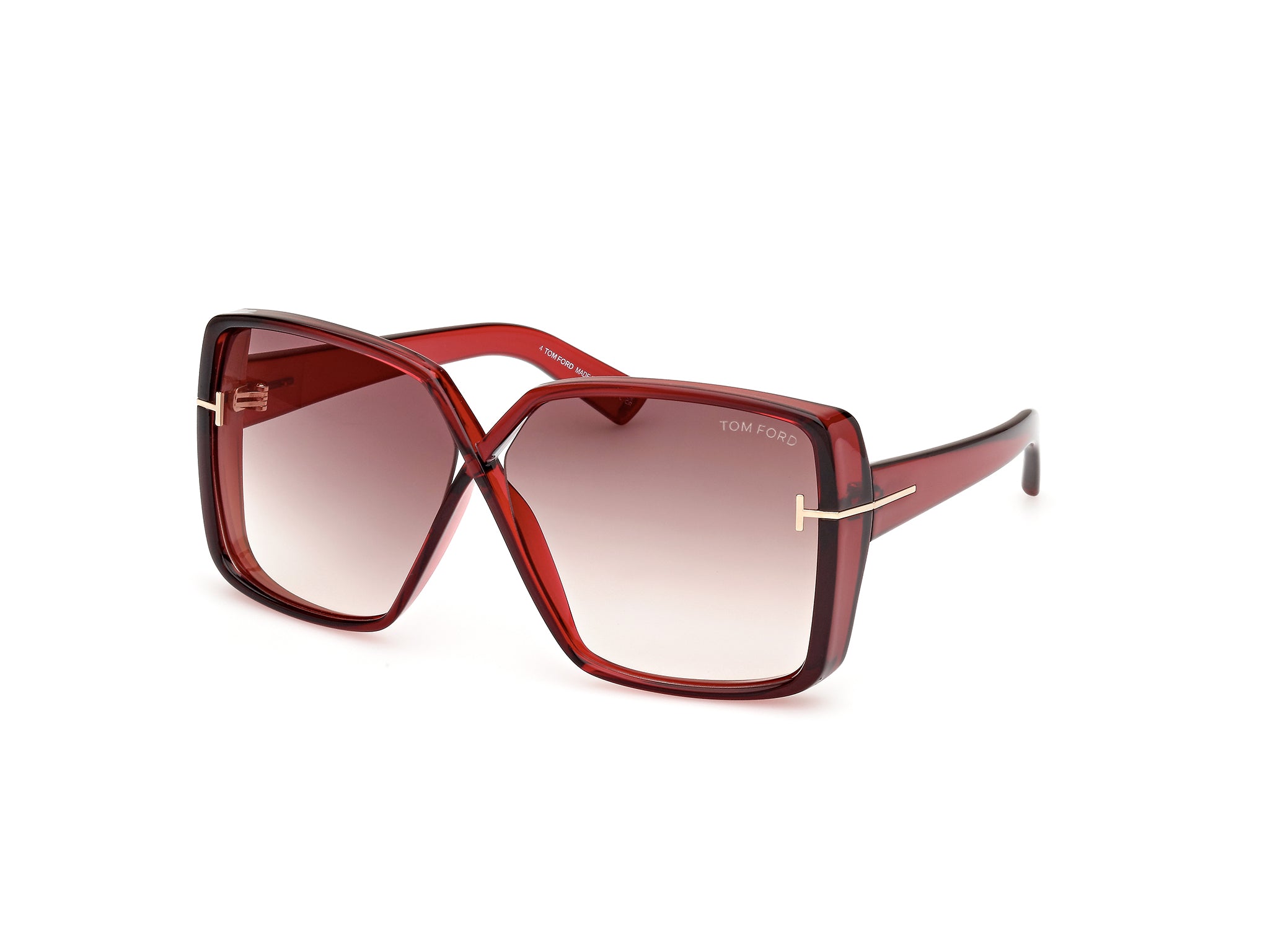 0889214477828 - TOM FORD Damen FT1117 YVONNE 66G Gläser SONNENBRILLEN Injiziert Rot Braun Schmetterling Normal Gespiegelt