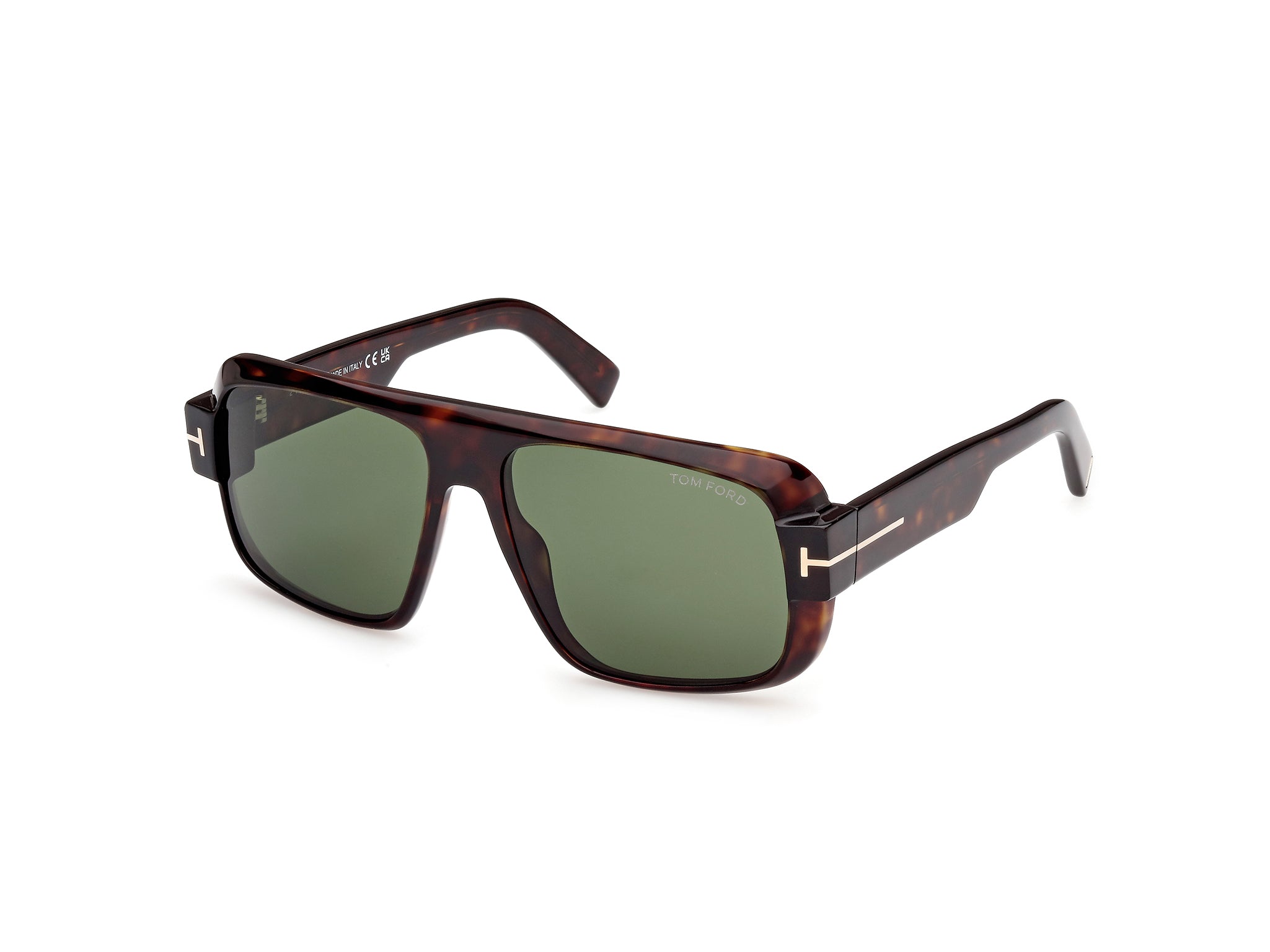 0889214479631 - TOM FORD Herren FT1101 TURNER 52N Gläser SONNENBRILLEN Acetat Havanna Grün Quadratisch Normal