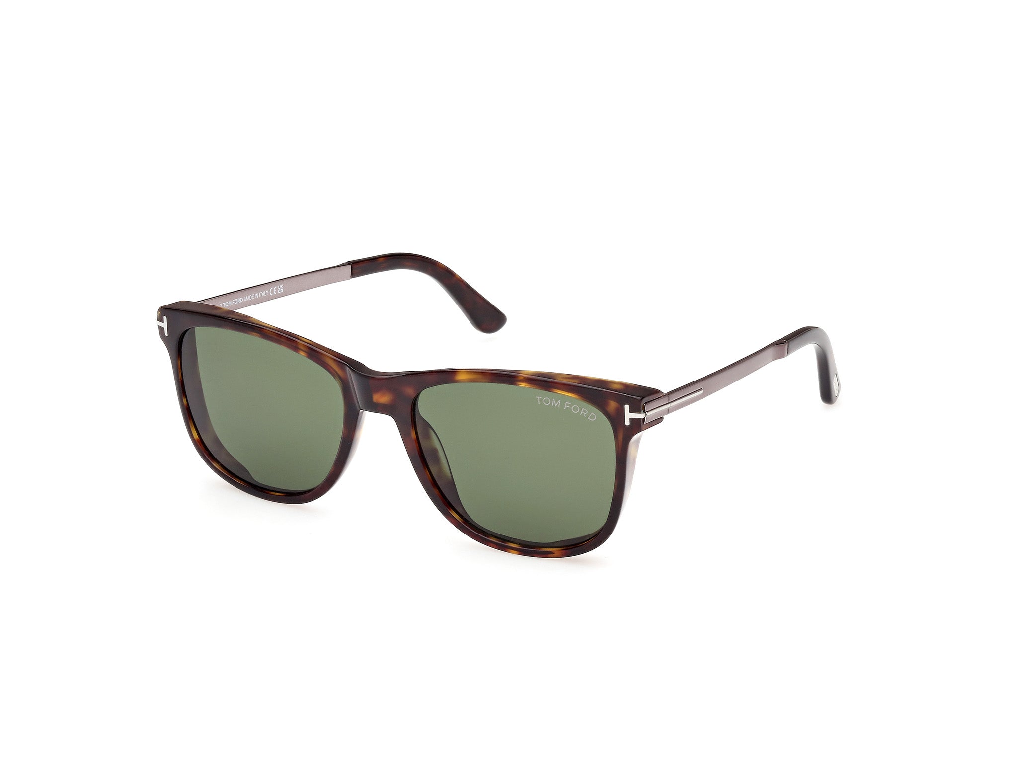 0889214479723 - TOM FORD Herren FT1104 SINATRA 52N Gläser SONNENBRILLEN Acetat Havanna Grün Quadratisch Normal