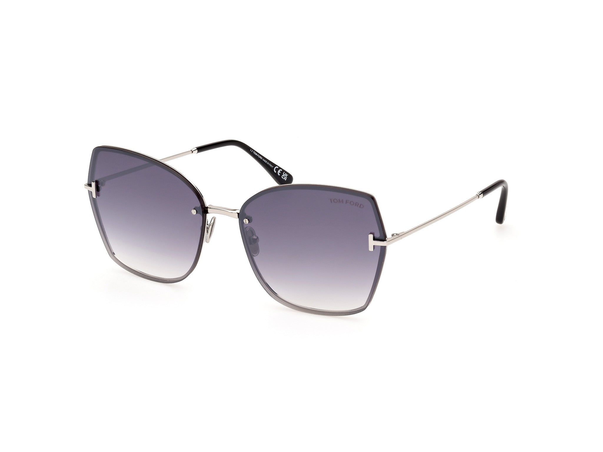 0889214479815 - TOM FORD Damen FT1107 NICKIE-02 16C Gläser SONNENBRILLEN Metall Palladium Rauch Schmetterling Normal Sfumato