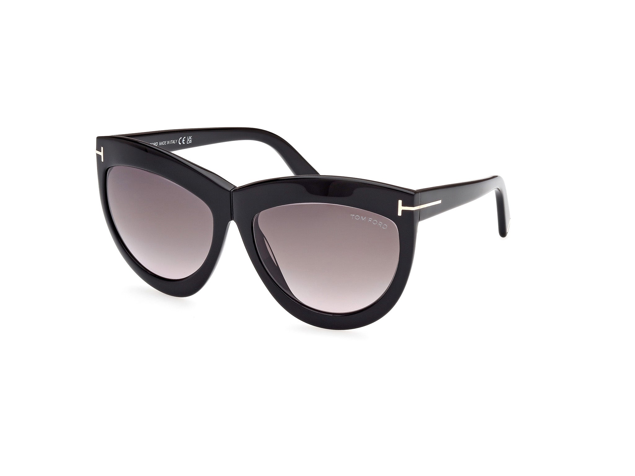 0889214479846 - TOM FORD Frau Ft1112 Doris 01b Gläser SONNENBRILLEN Plastik Schwarz Rauch Geometrisch Normal Schattiert