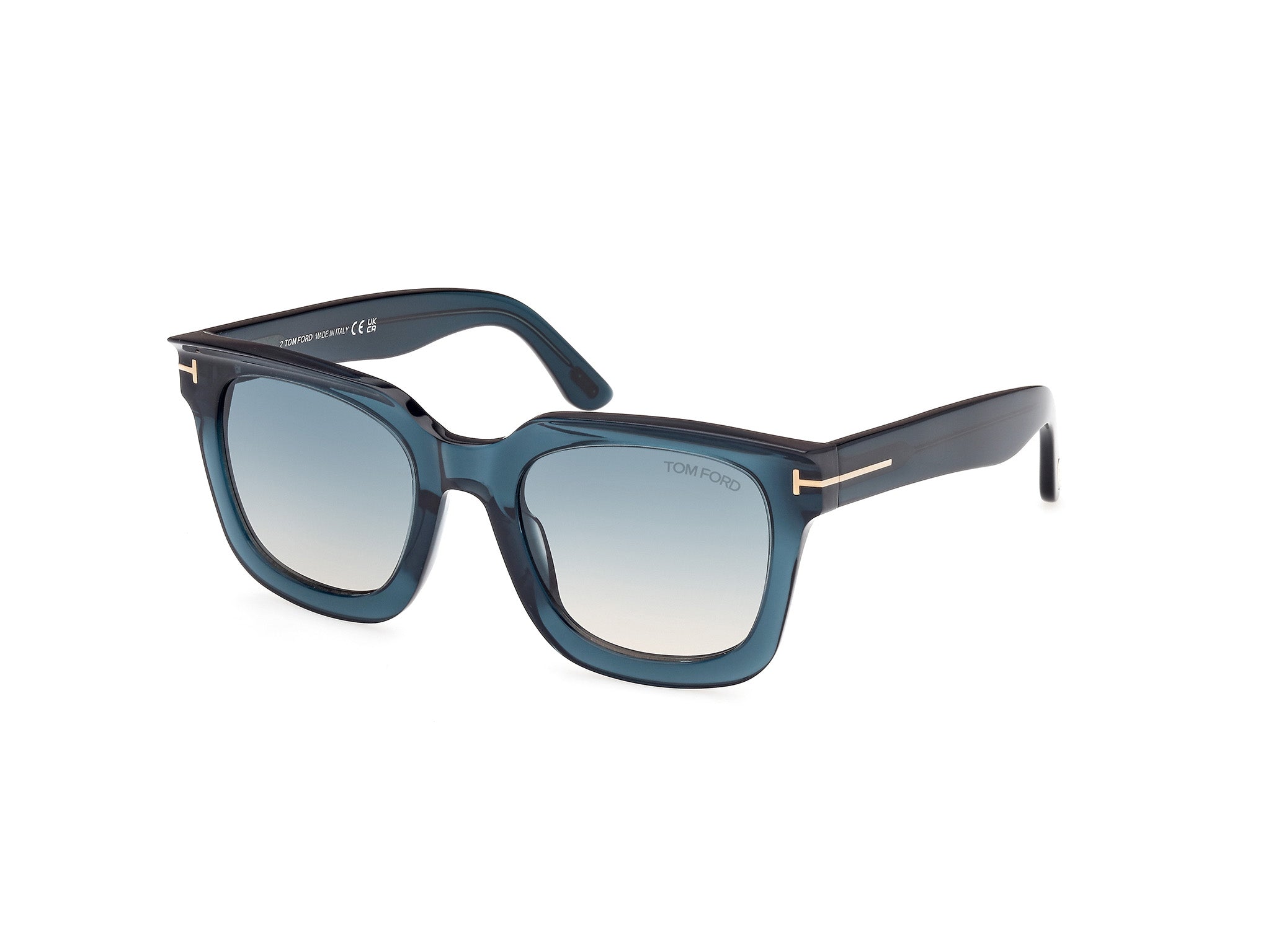 0889214479976 - TOM FORD Damen FT1115 LEIGH-02 92P Gläser SONNENBRILLEN Acetat Blau Grün Quadratisch Normal Schattiert