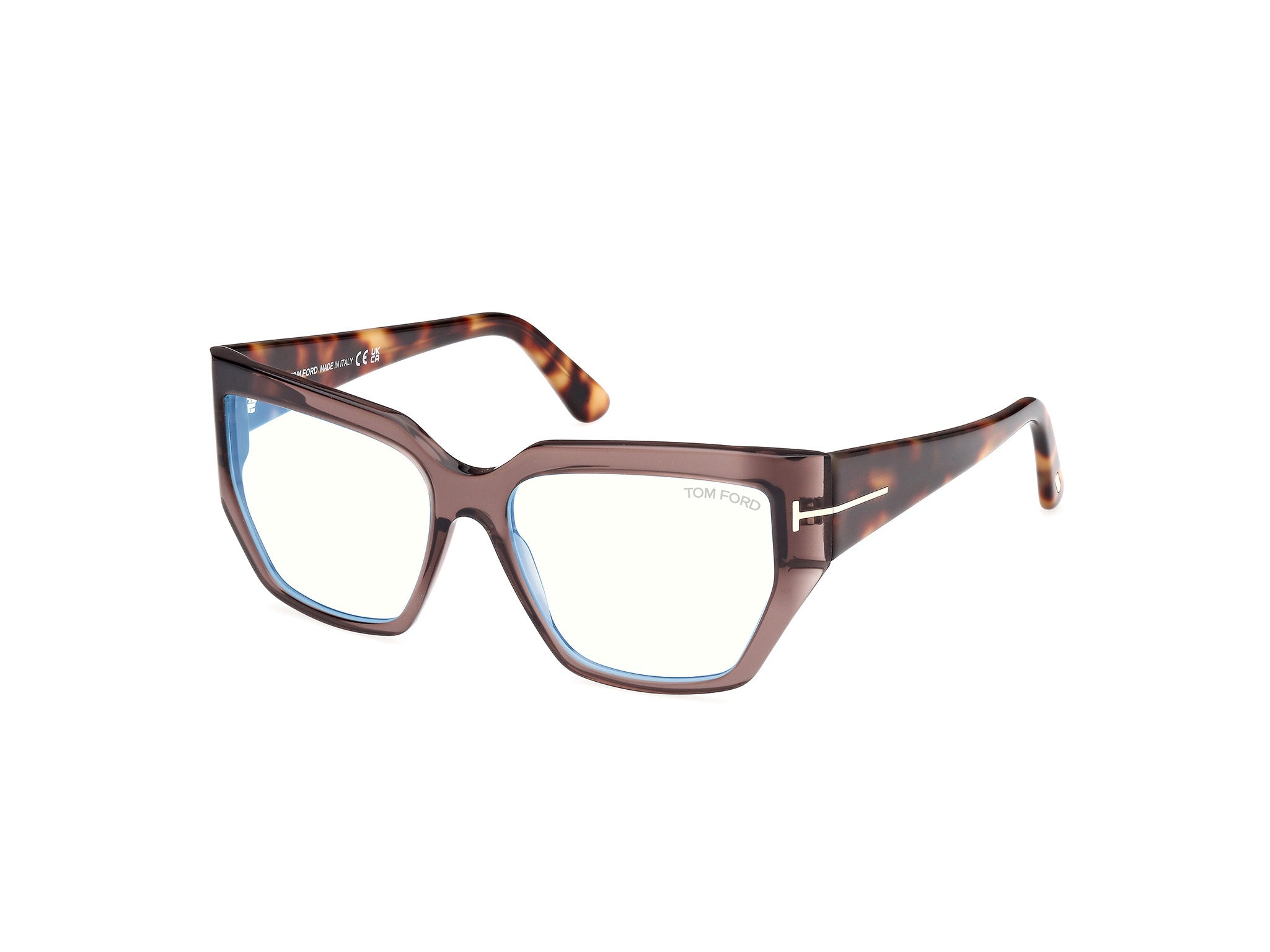 0889214488947 - TOM FORD Frau FT5951-B 048 Rahmen von BRILLEN Plastik Braun  Hocken Blaues Antilicht