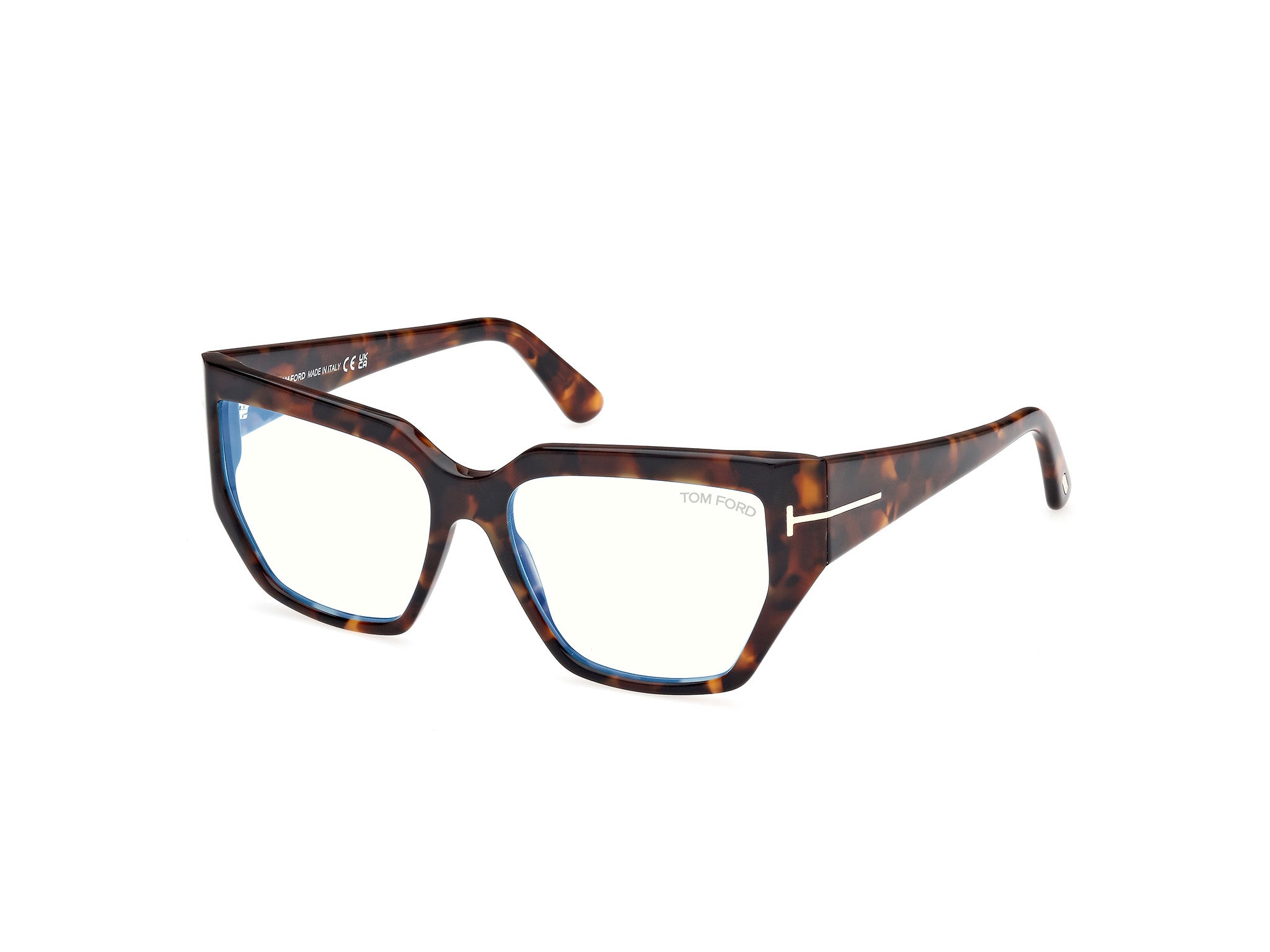 0889214488954 - TOM FORD Frau FT5951-B 052 Rahmen von BRILLEN Plastik Havanna  Hocken Blaues Antilicht