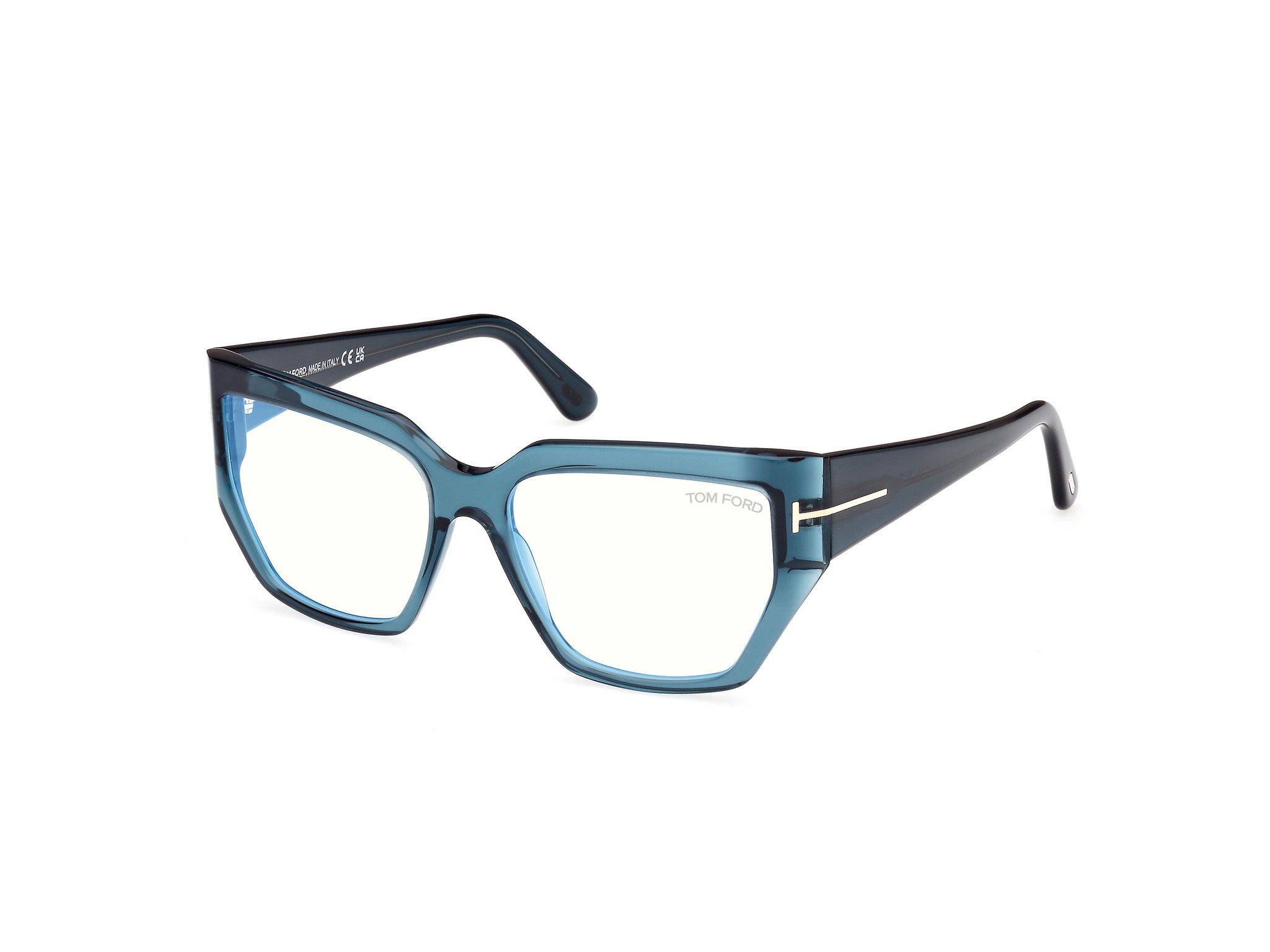 0889214488961 - TOM FORD Frau FT5951-B 092 Rahmen von BRILLEN Plastik Blau  Hocken Blaues Antilicht